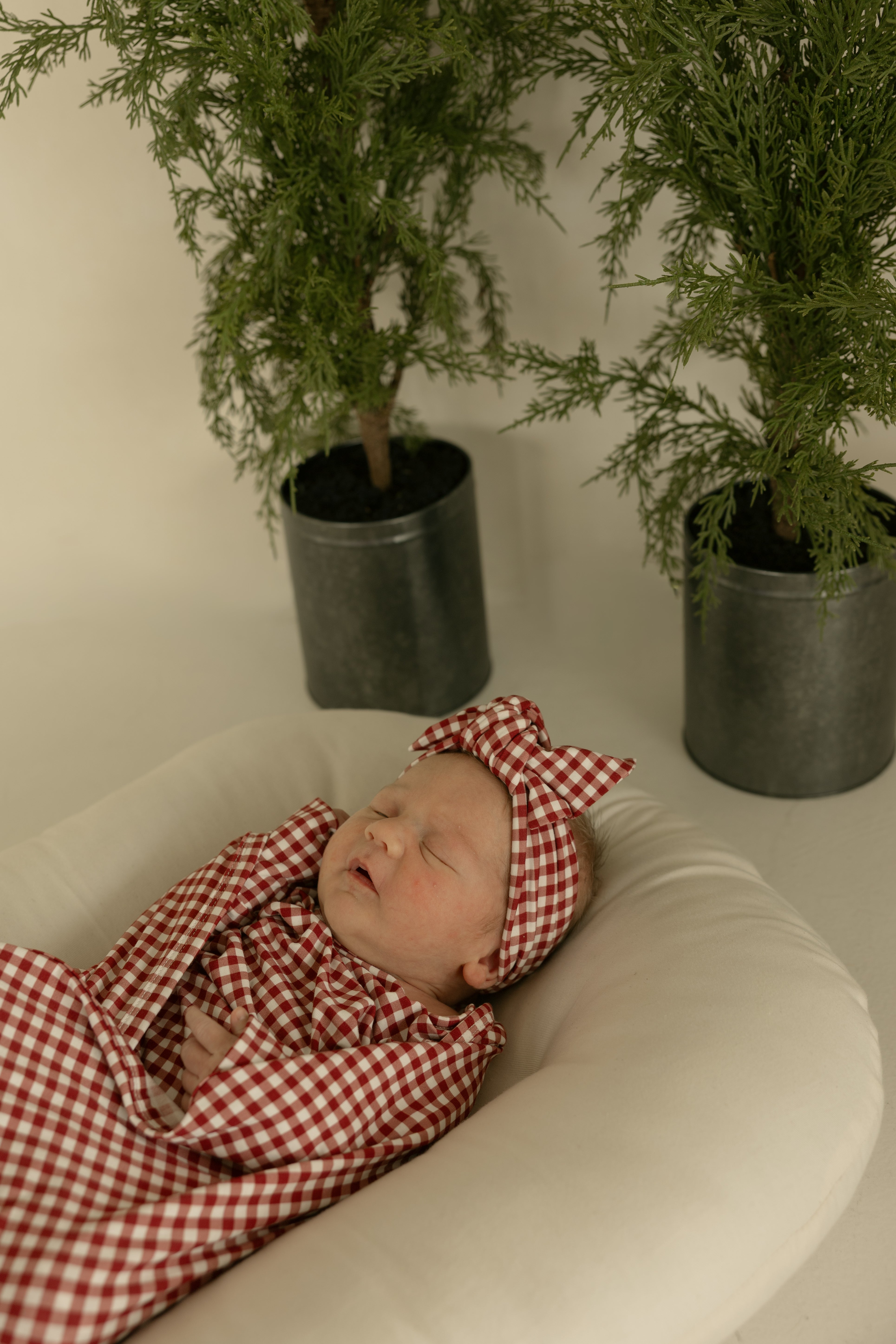Bamboo Head Wrap | Red Gingham