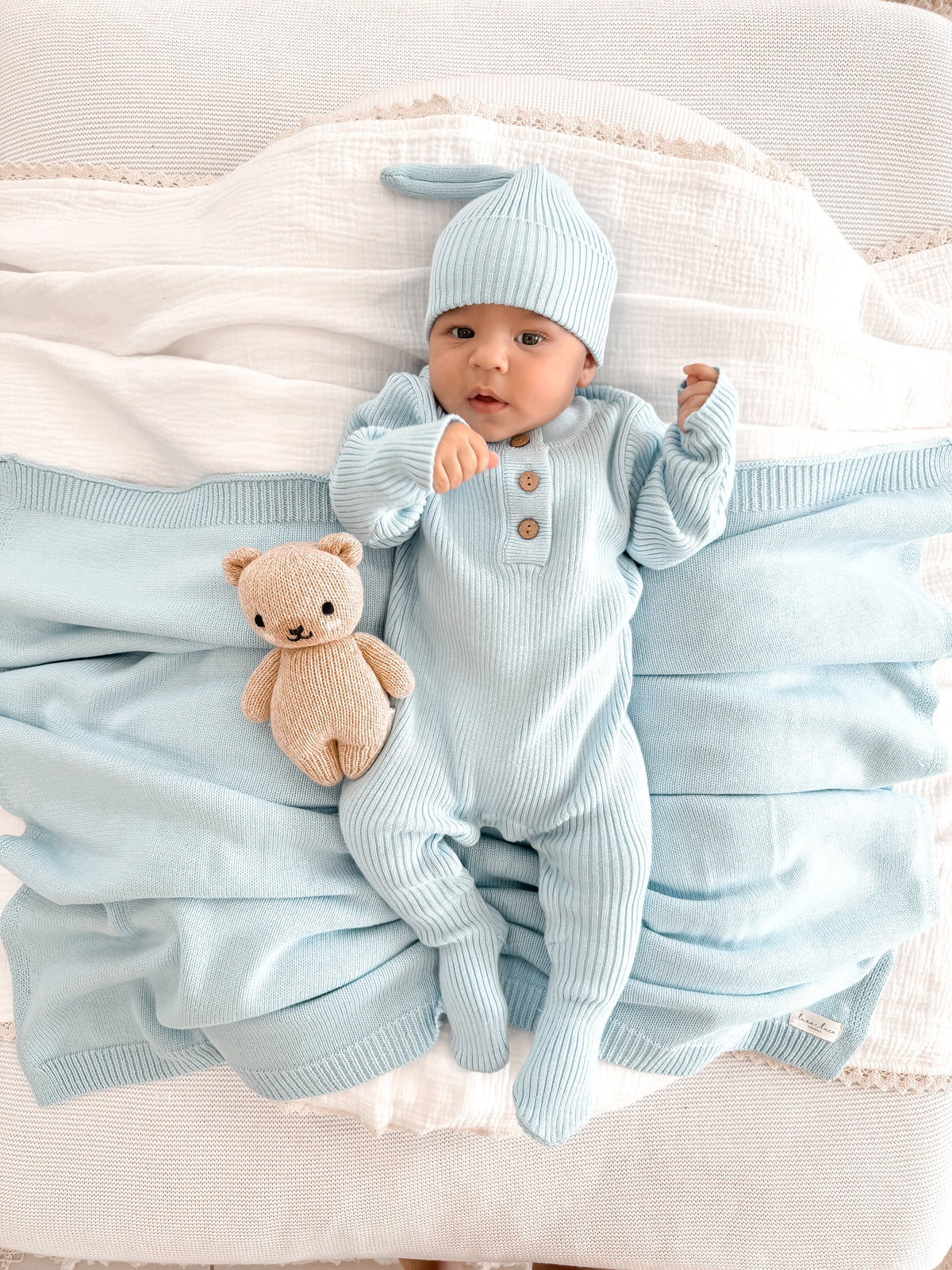 Baby Rib Henley Bundle - Powder Blue