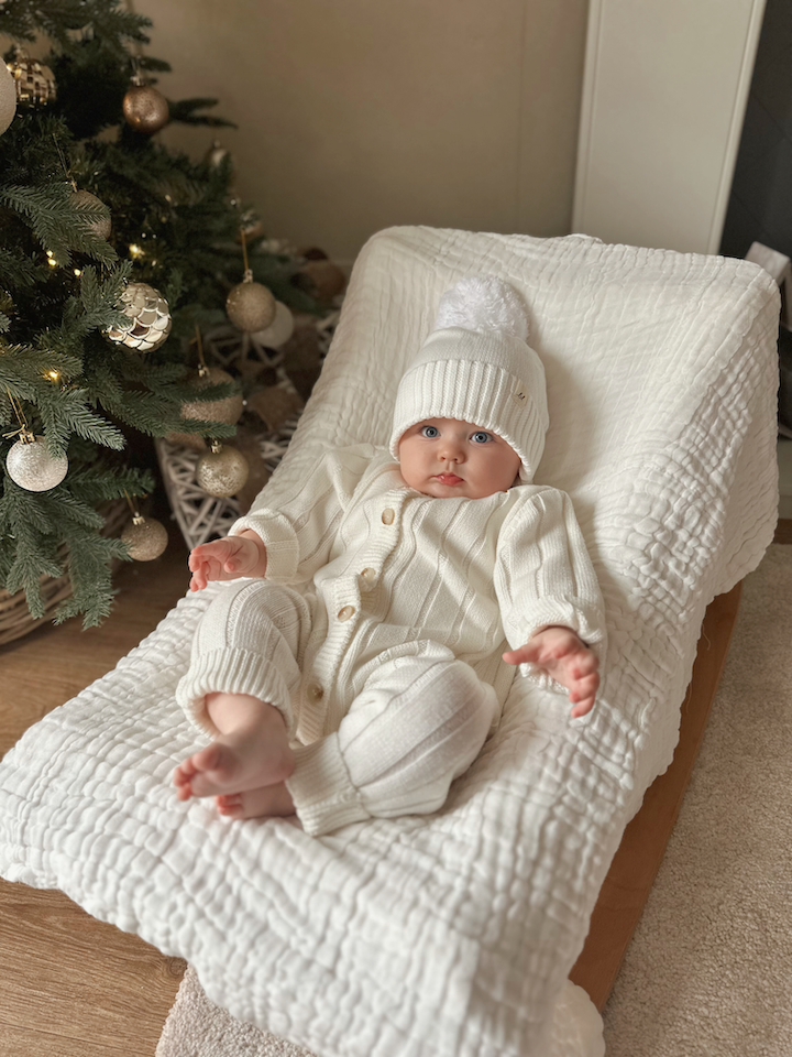 Wide Rib Knit Jumpsuit - White