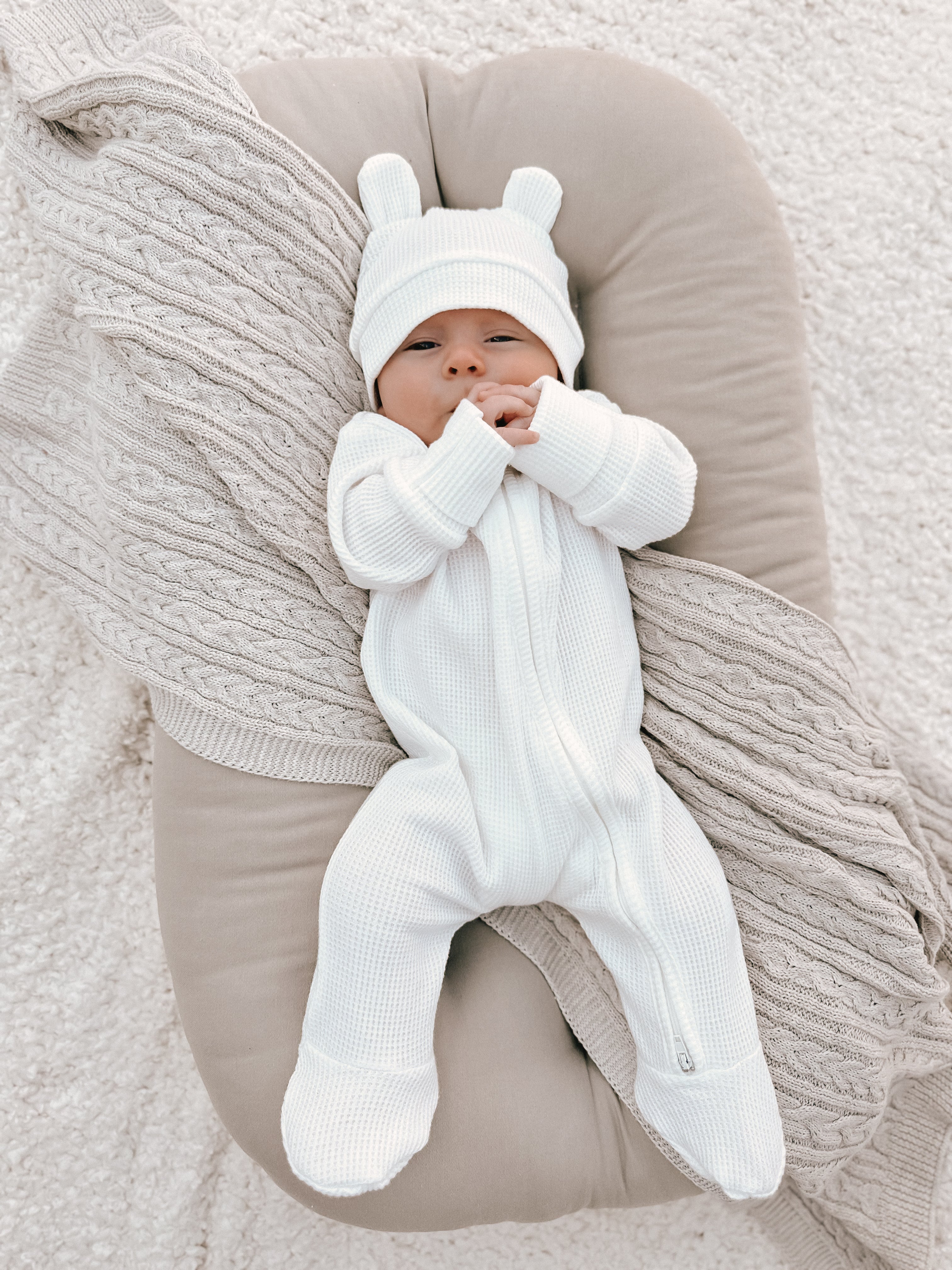 Luna + Luca Bear Waffle Set - White