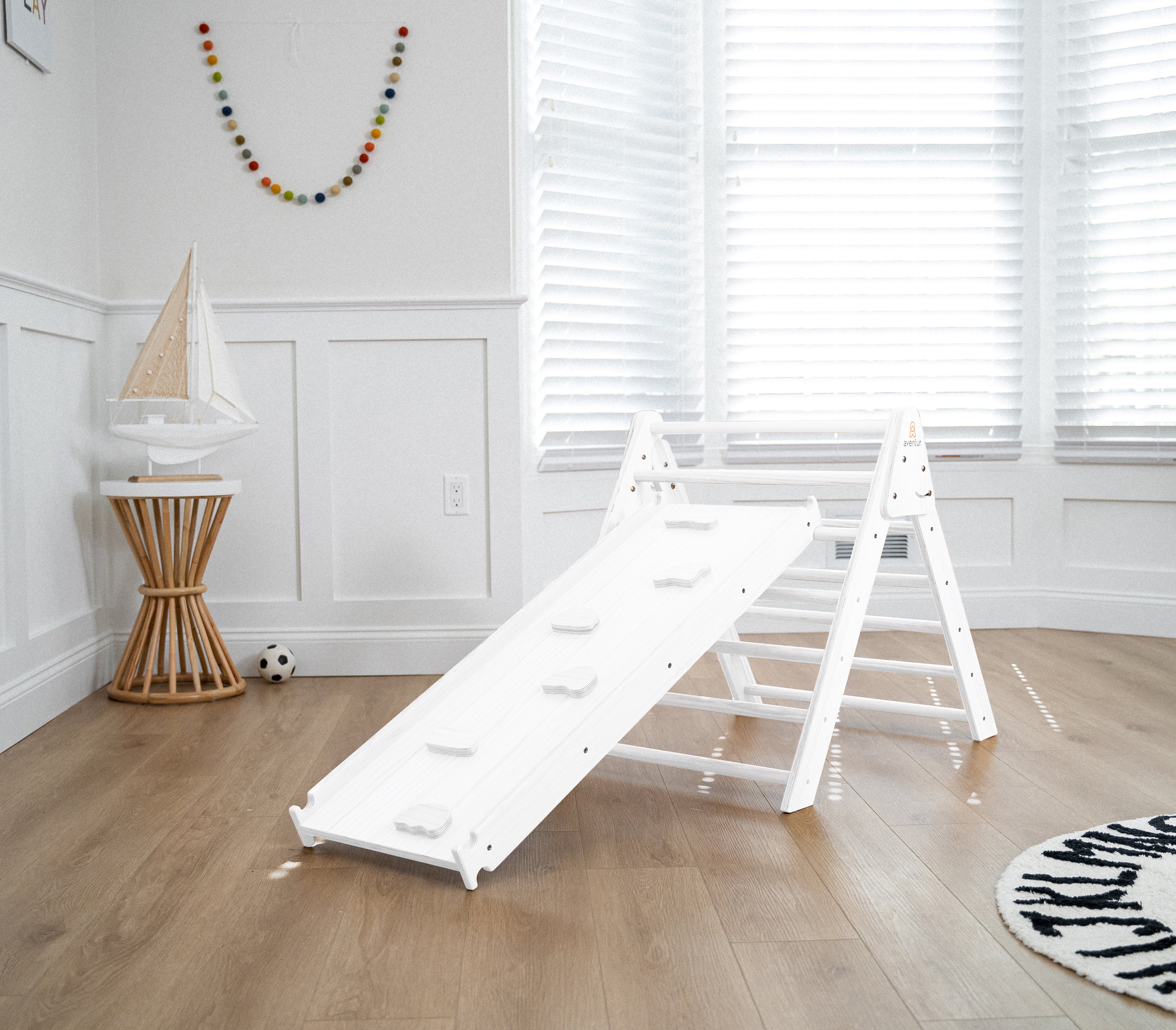 Hazel - Pikler Triangle Ladder & Rocker Set Indoor Avenlur.com   