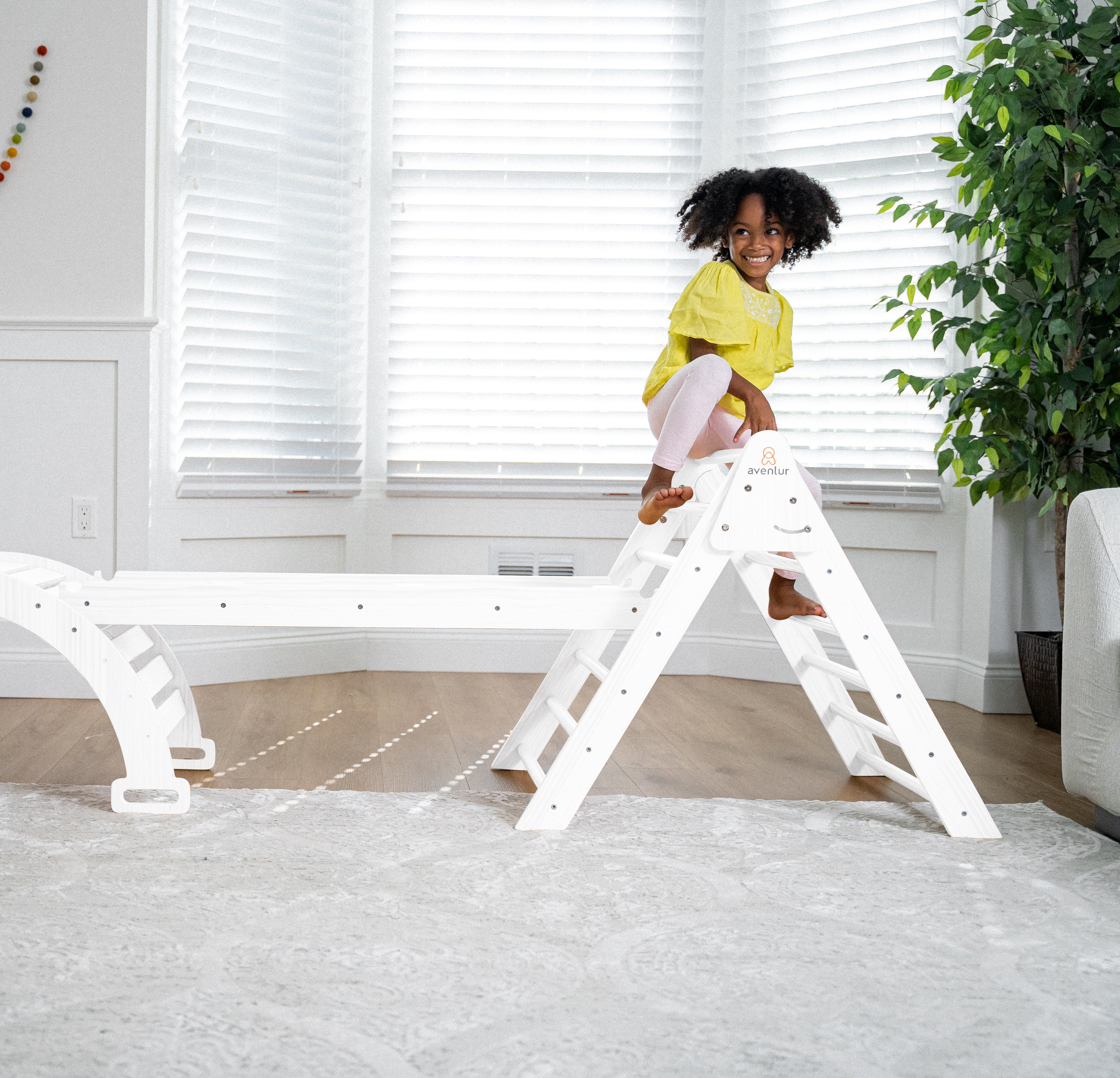 Hazel - Pikler Triangle Ladder & Rocker Set Indoor Avenlur.com   