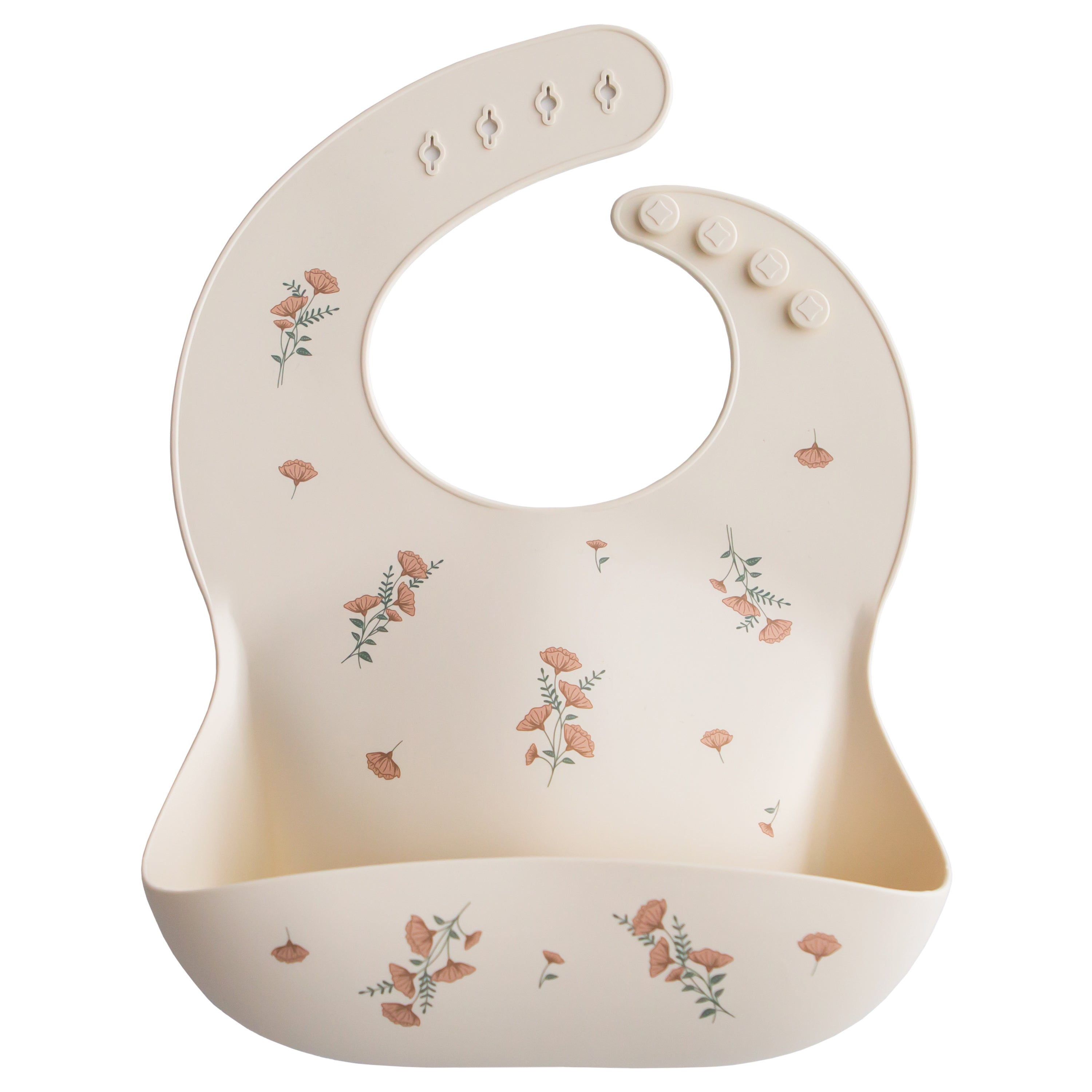 Silicone Baby Bib Silicone Bib Mushie Pink Flowers  