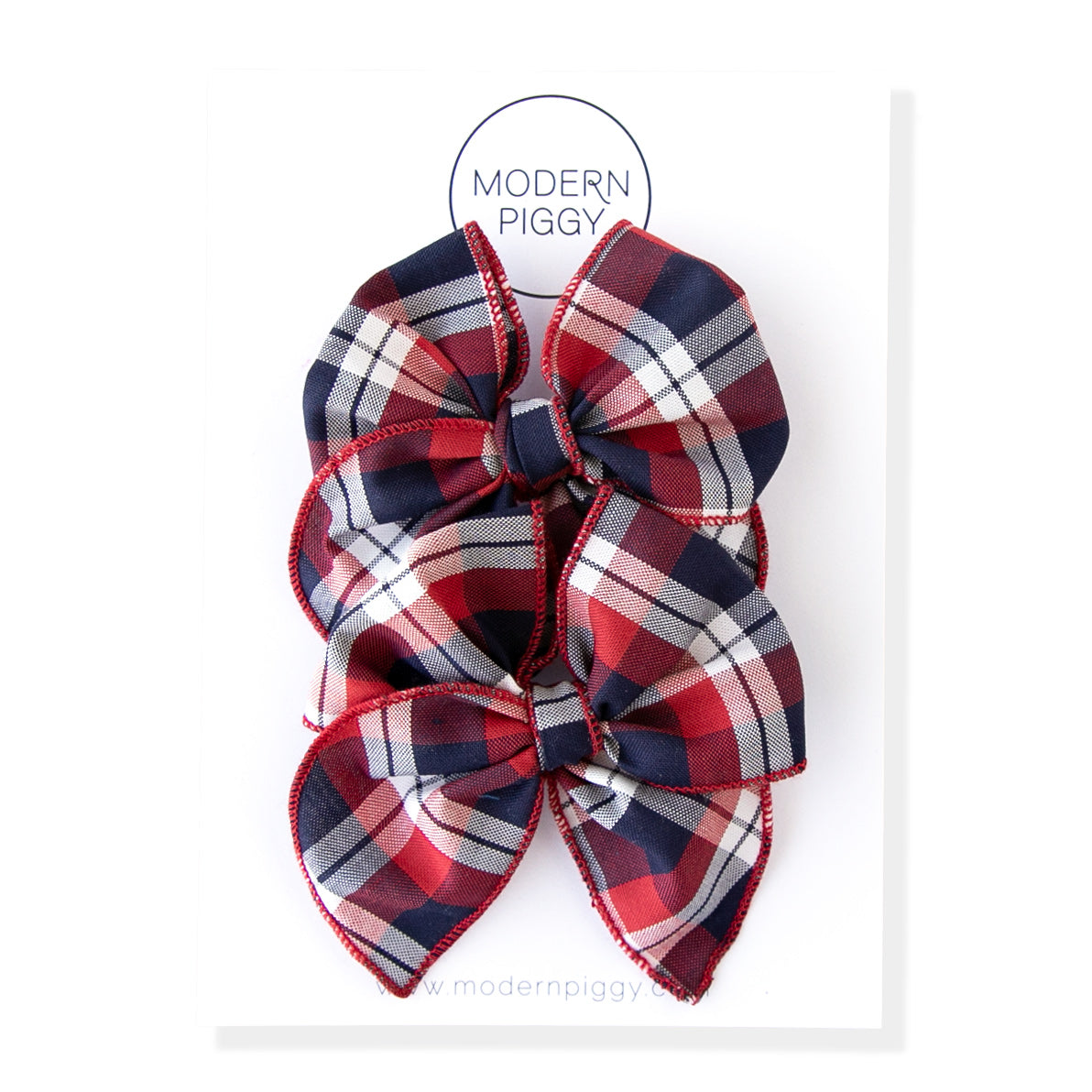 Patriotic Plaid | Pigtail Set - Petite Party Bow