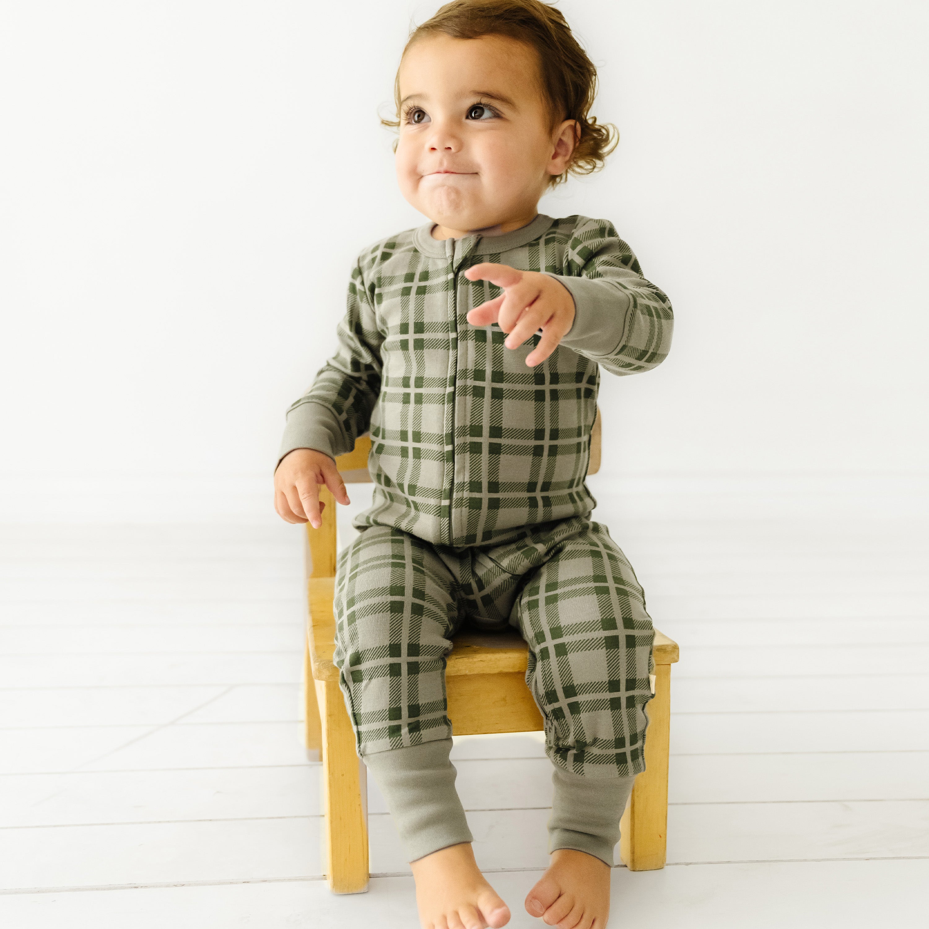 Organic Baby 2-Way Zip Romper - Plaid Zippered Romper Makemake Organics   