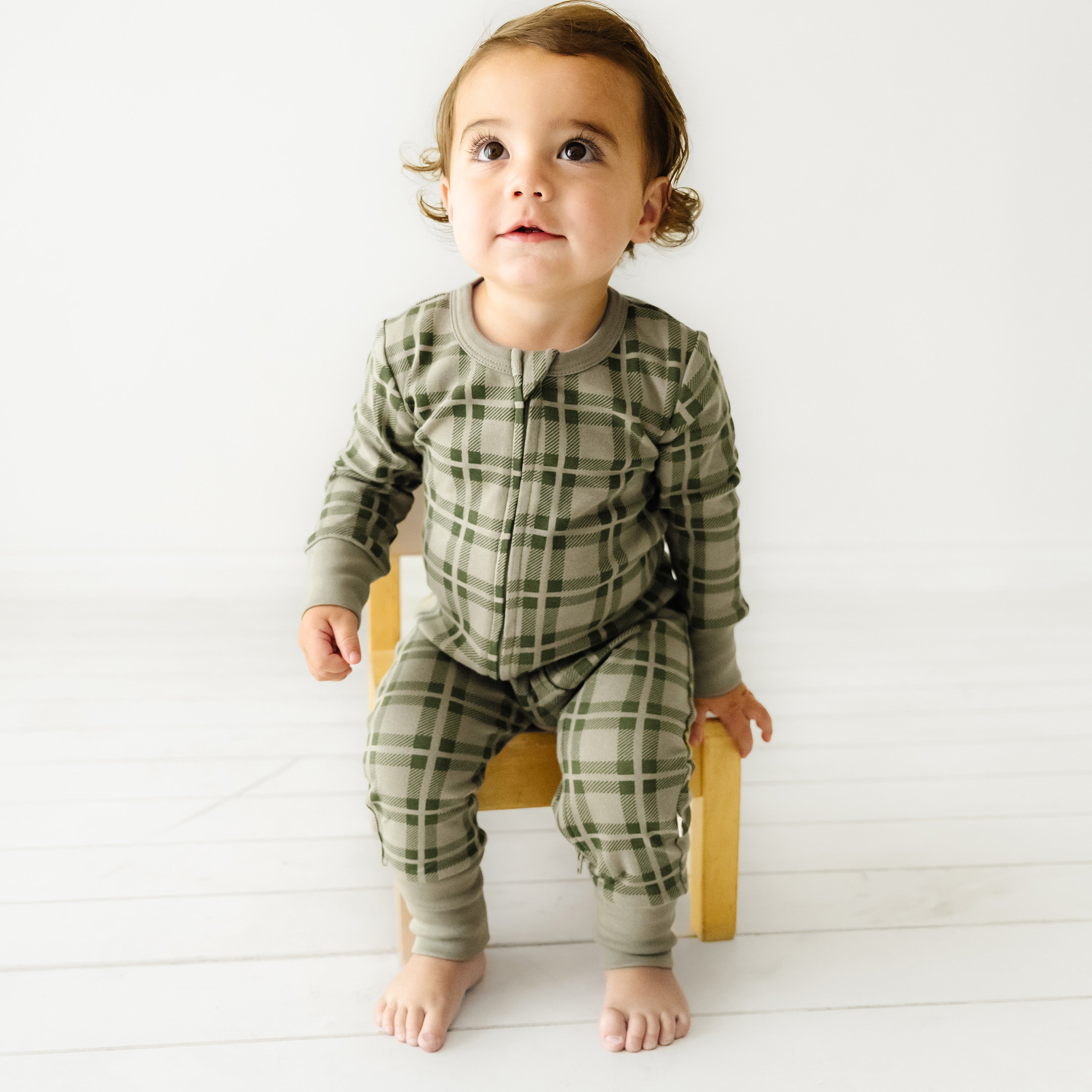 Organic Baby 2-Way Zip Romper - Plaid Zippered Romper Makemake Organics   