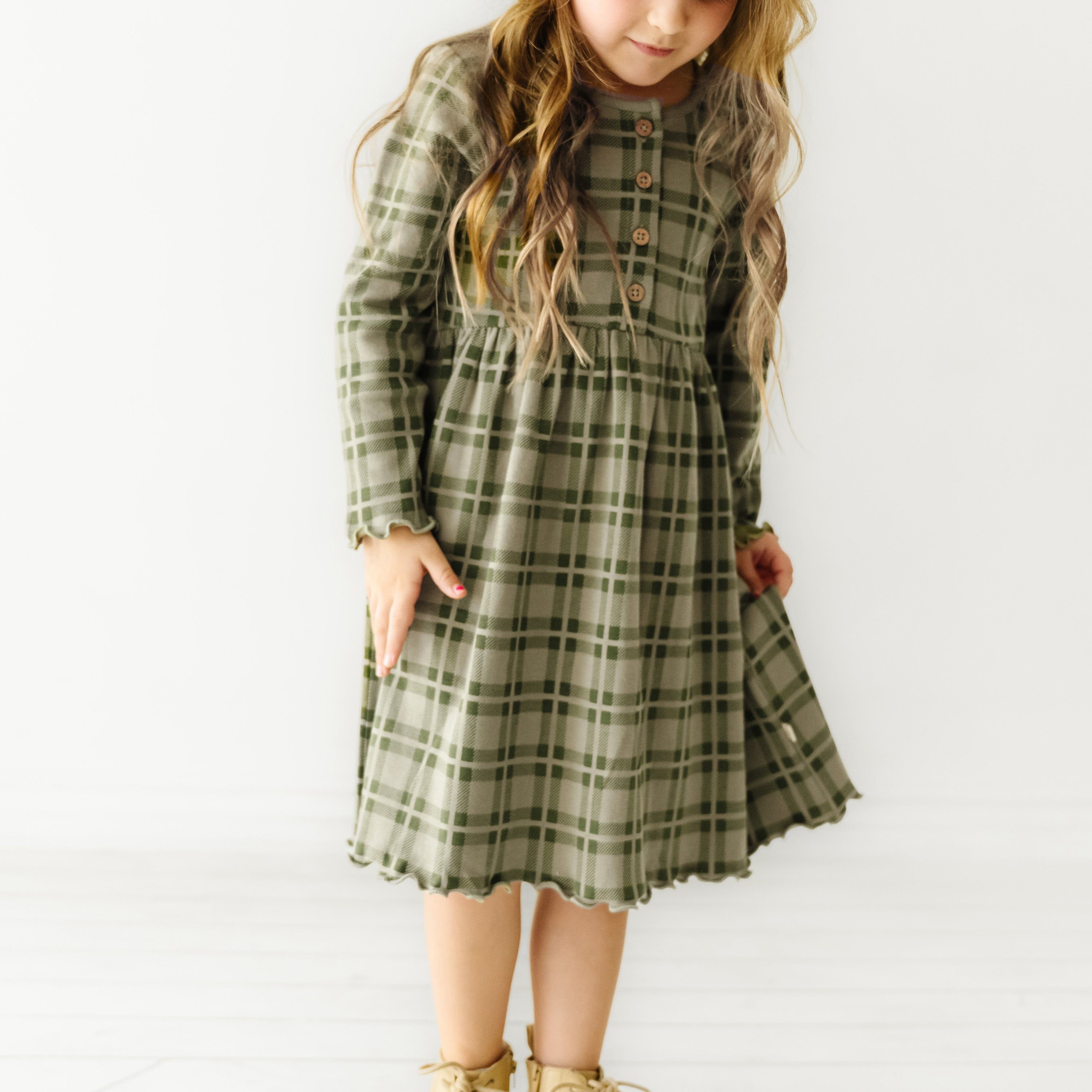 Organic Girls Twirl Dress - Plaid Twirl Dress Makemake Organics   