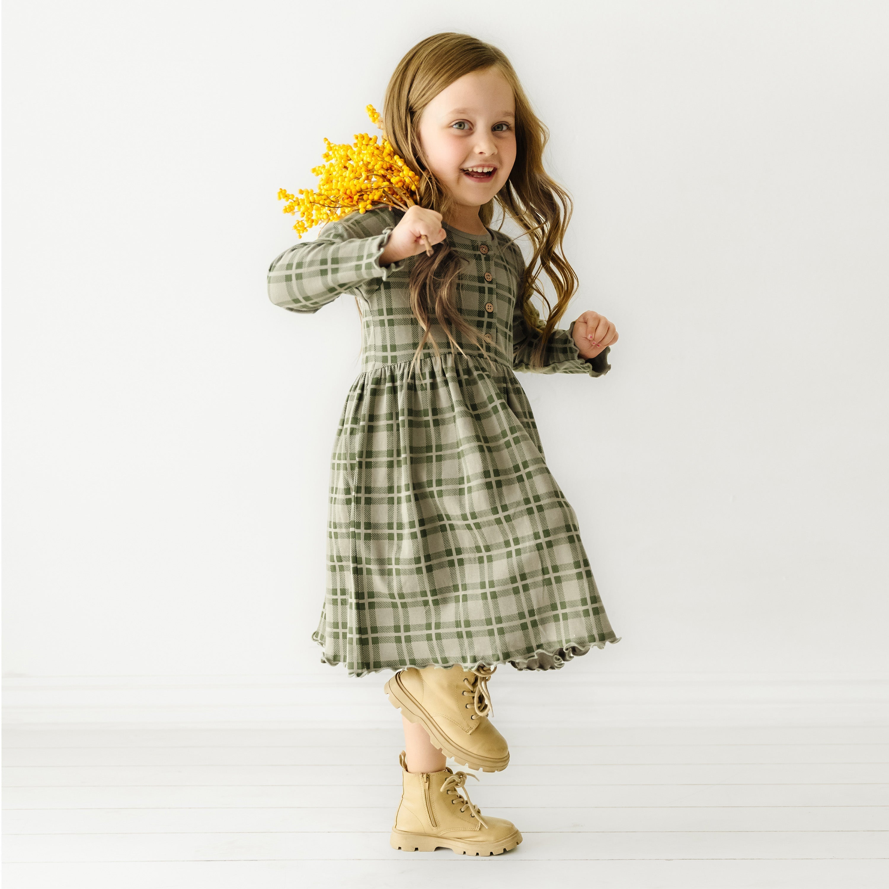 Organic Girls Twirl Dress - Plaid Twirl Dress Makemake Organics   