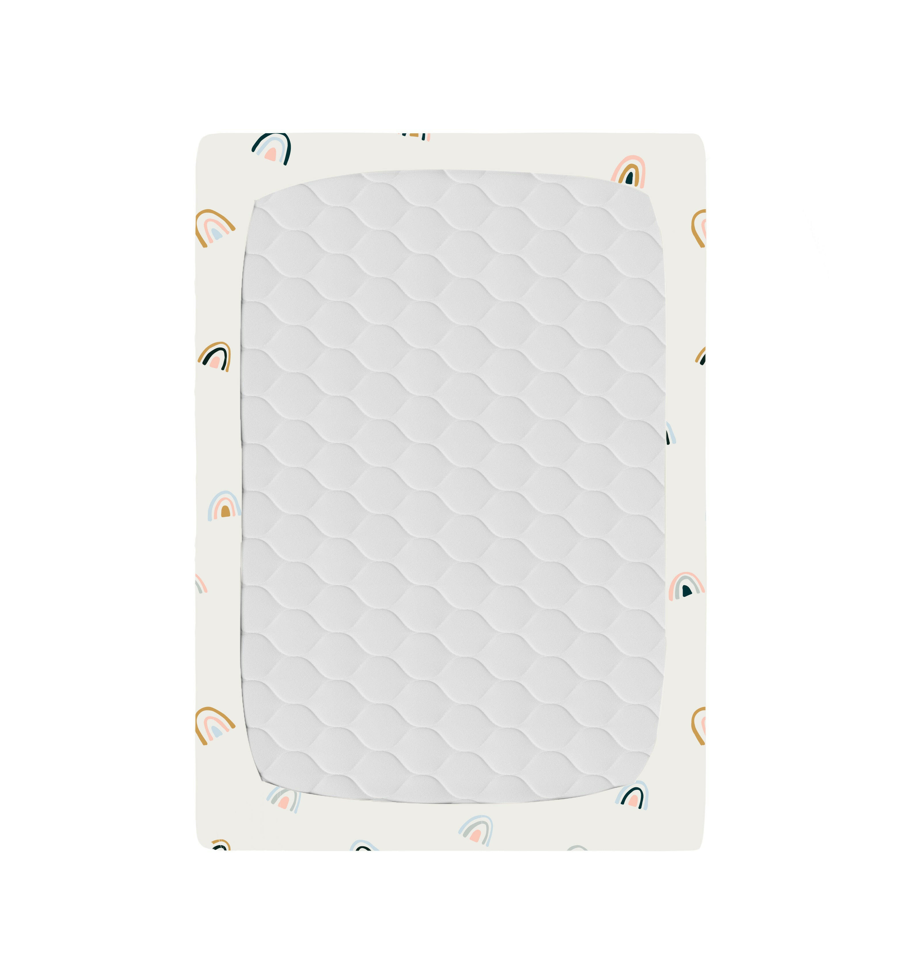 Organic Mini Crib Sheet - Dotty & Rainbow Playard Fitted Sheet Makemake Organics   