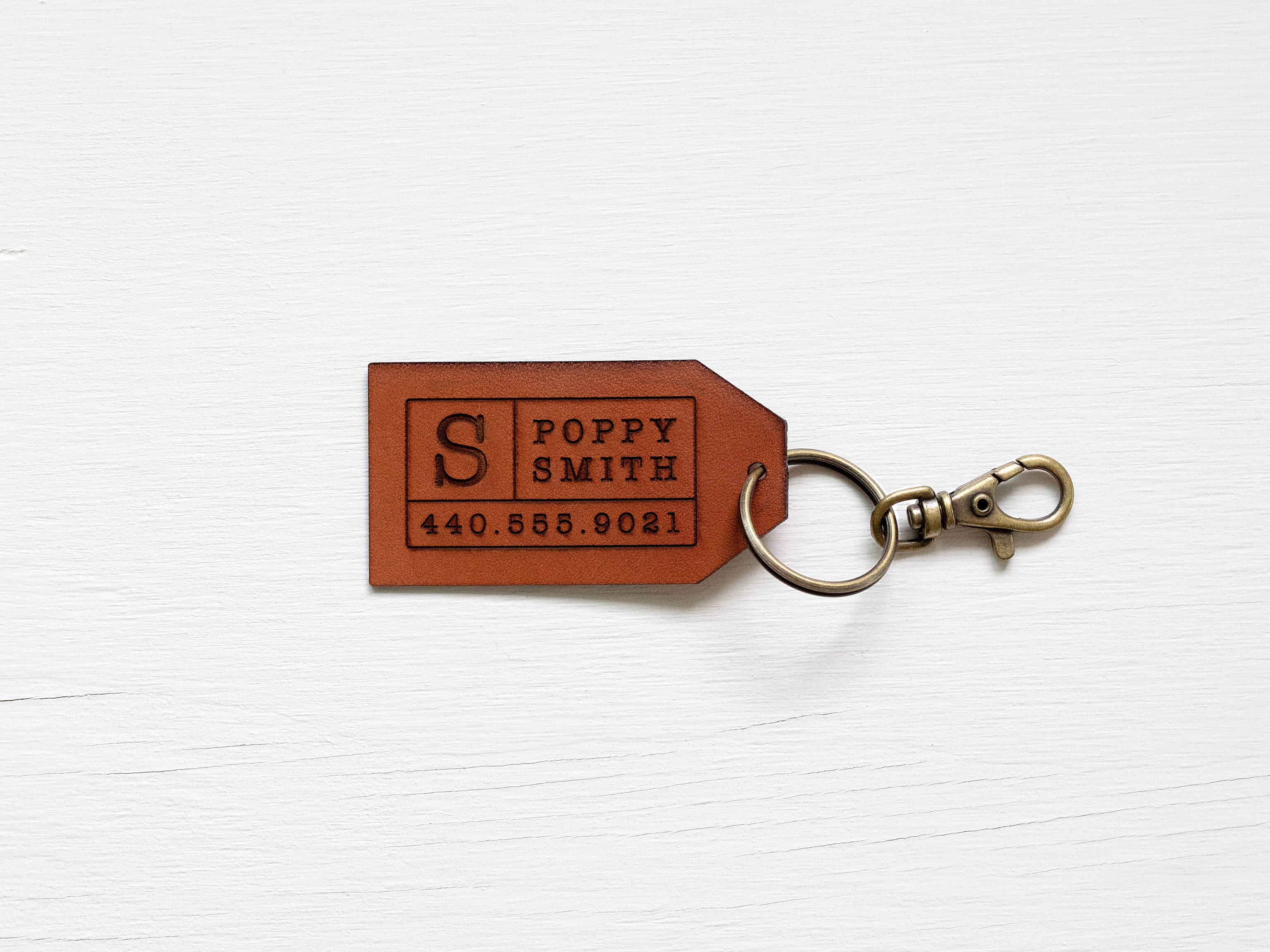 Custom Leather Tag Keychain • Modern Luggage Tag