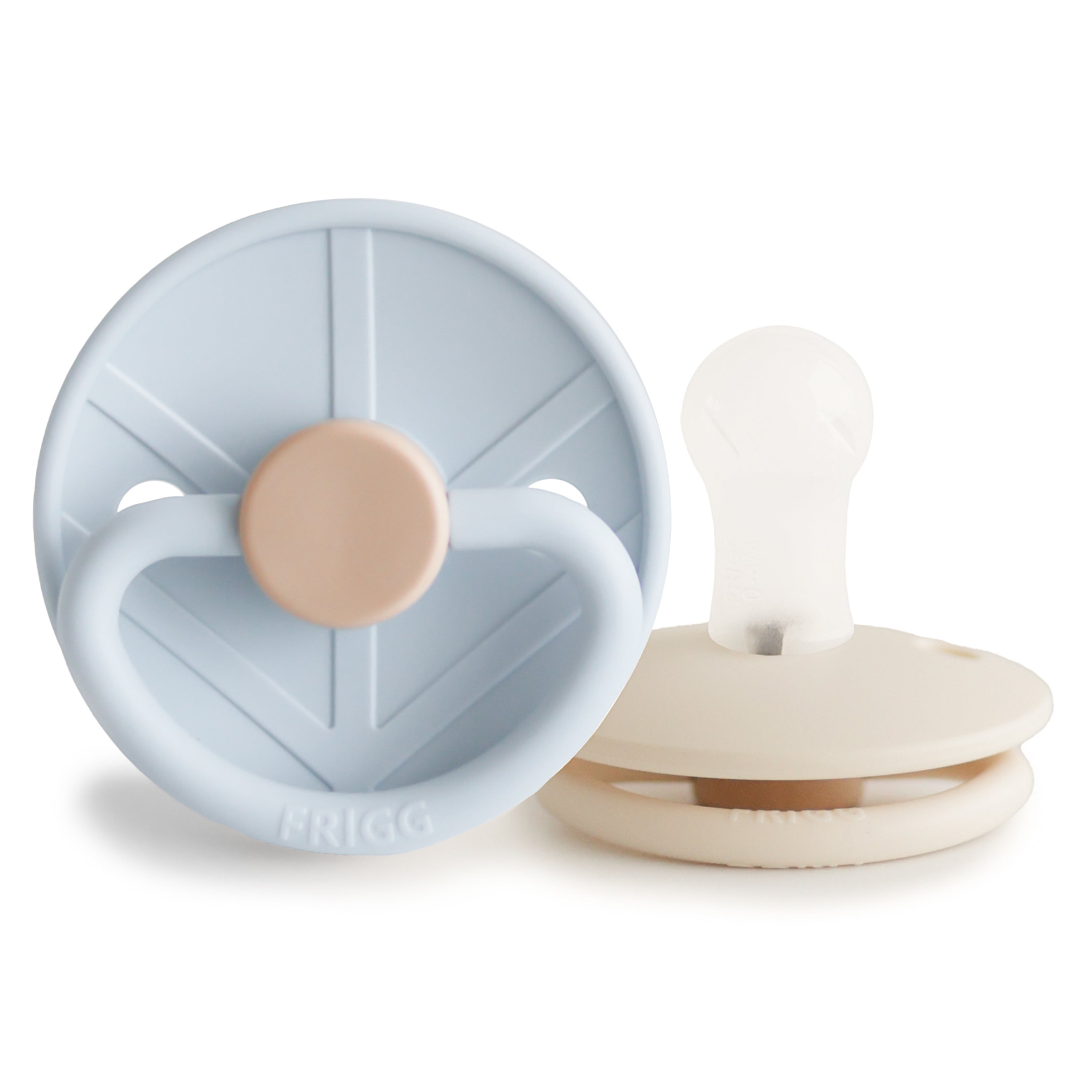 FRIGG Little Viking Silicone 2-Pack Pacifiers & Teethers Mushie Powder Blue/Cream 0-6 months 