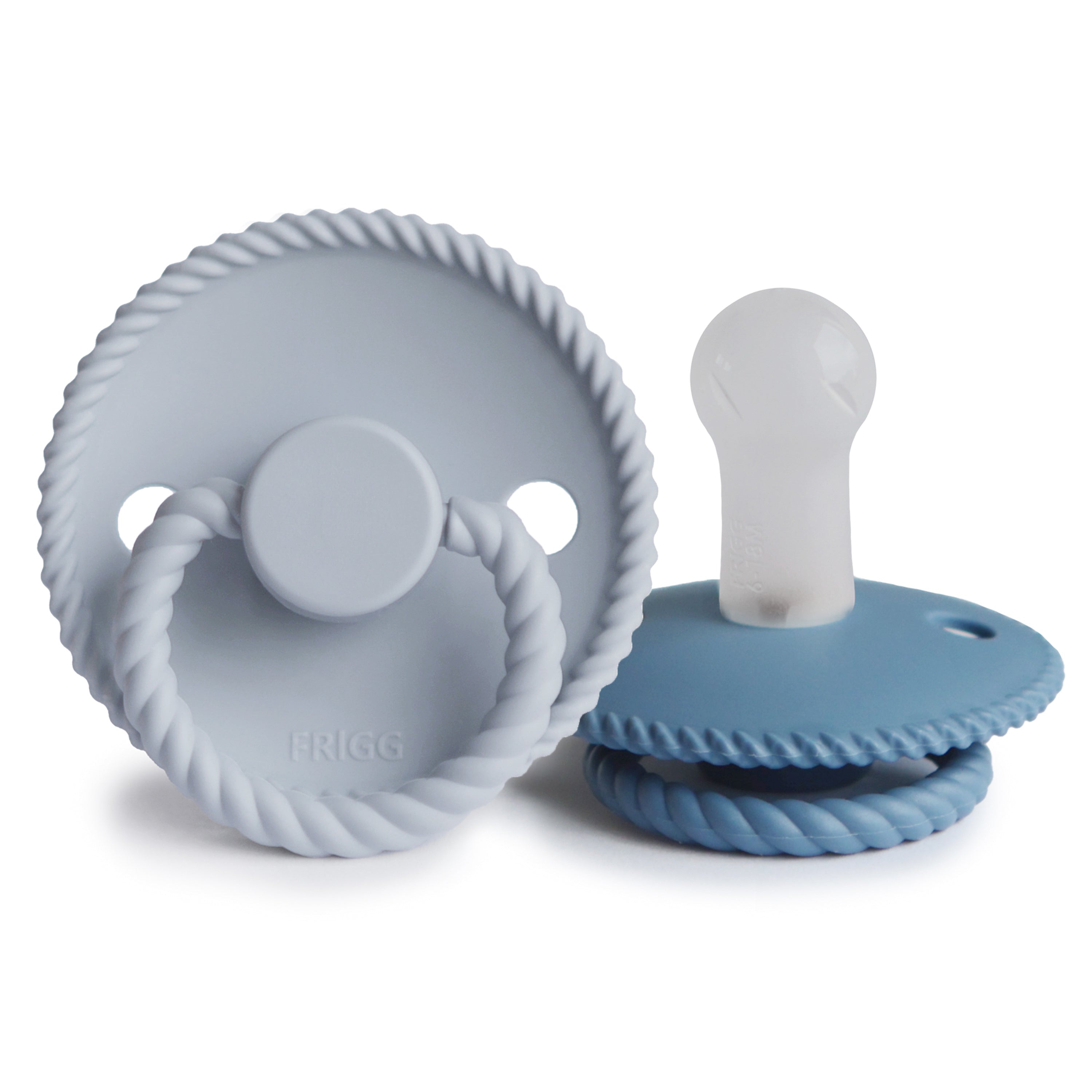 FRIGG Rope Silicone Pacifier 2-Pack FRIGG PACIFIERS Mushie Powder Blue/Ocean View 6-18 months 