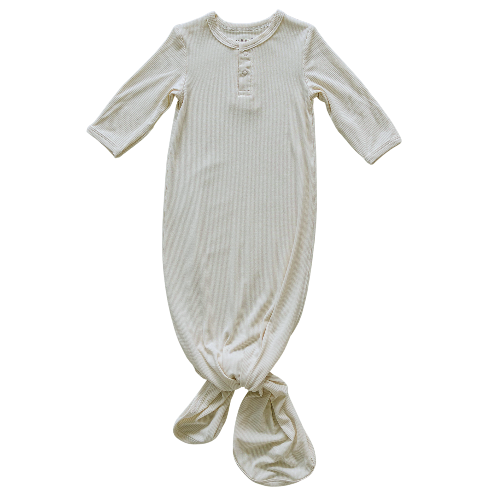 Cream Ribbed Bamboo Knot Gown  Mebie Baby   