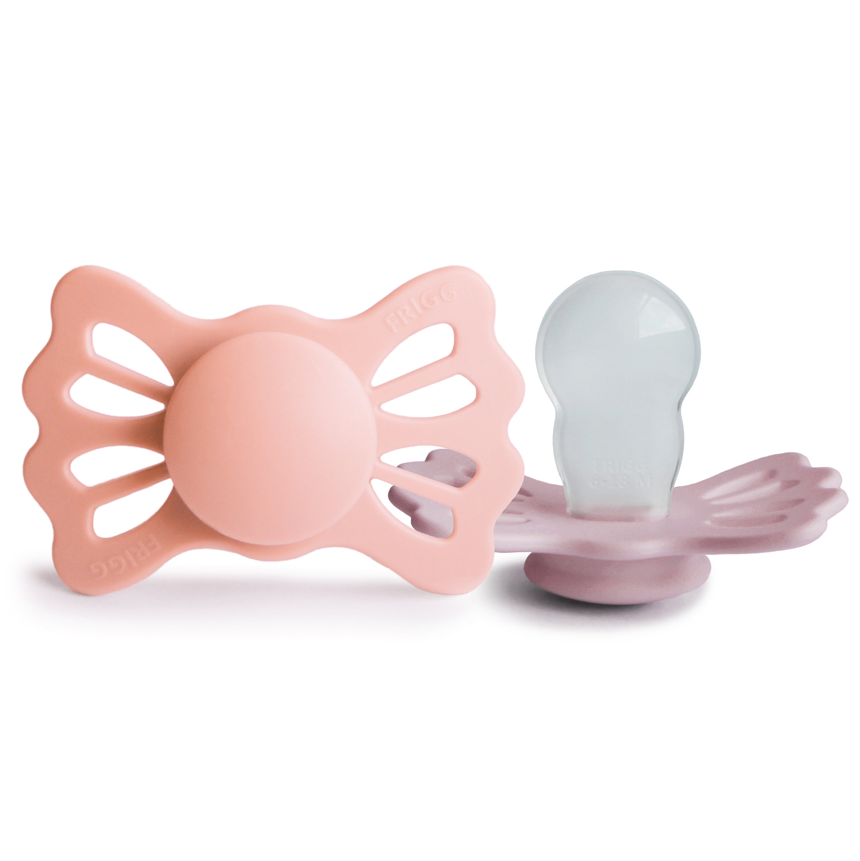 FRIGG Lucky Symmetrical Silicone Pacifier 2-Pack (6-18 Months) FRIGG PACIFIERS Mushie Pretty in Peach/Primrose  