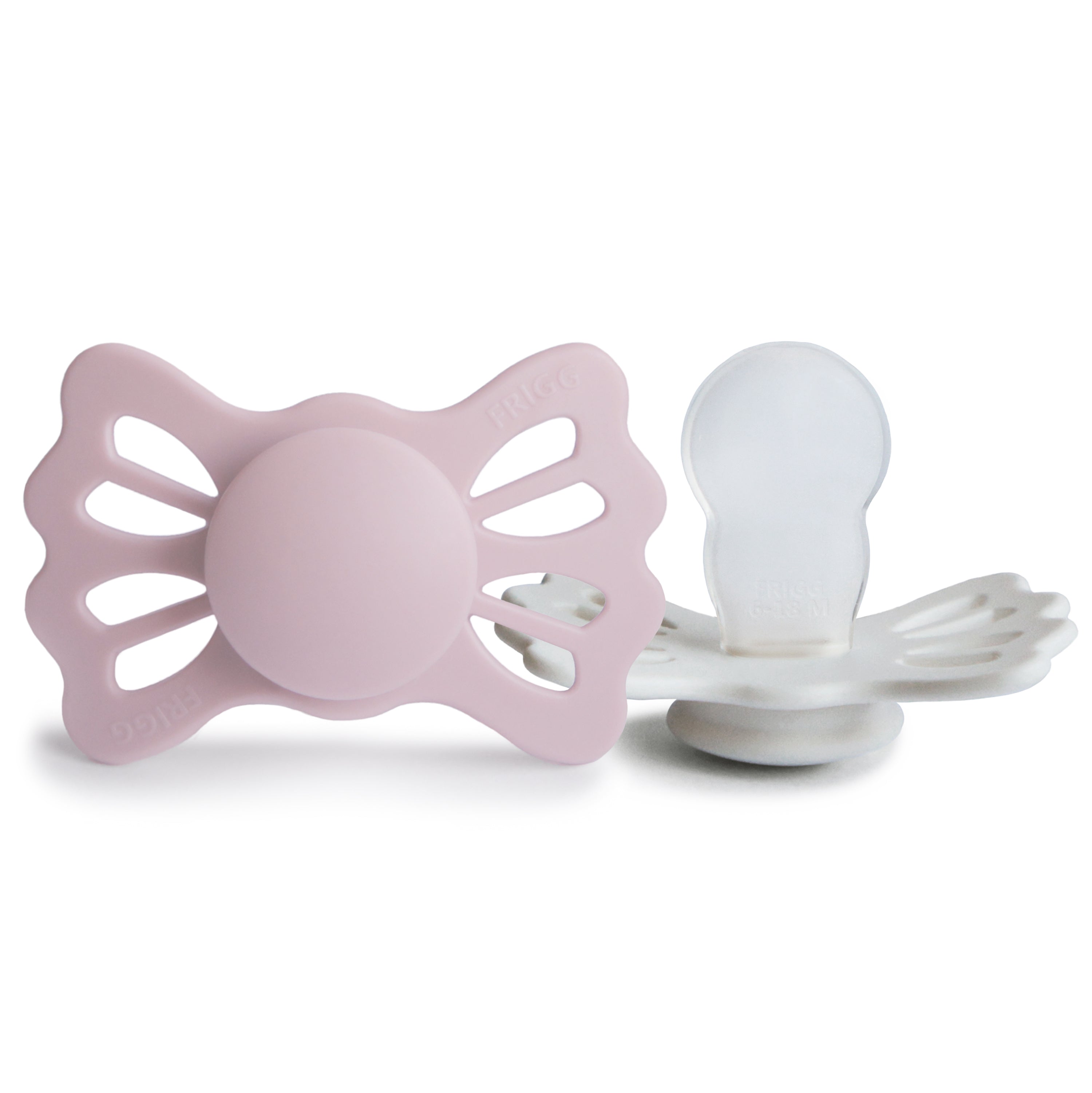 FRIGG Lucky Symmetrical Silicone Pacifier 2-Pack (6-18 Months) FRIGG PACIFIERS Mushie Primrose/Silver Gray  