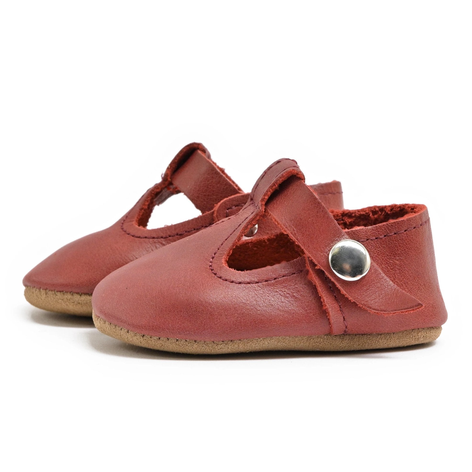 Burgundy - T-Strap Mary Jane - Soft Sole