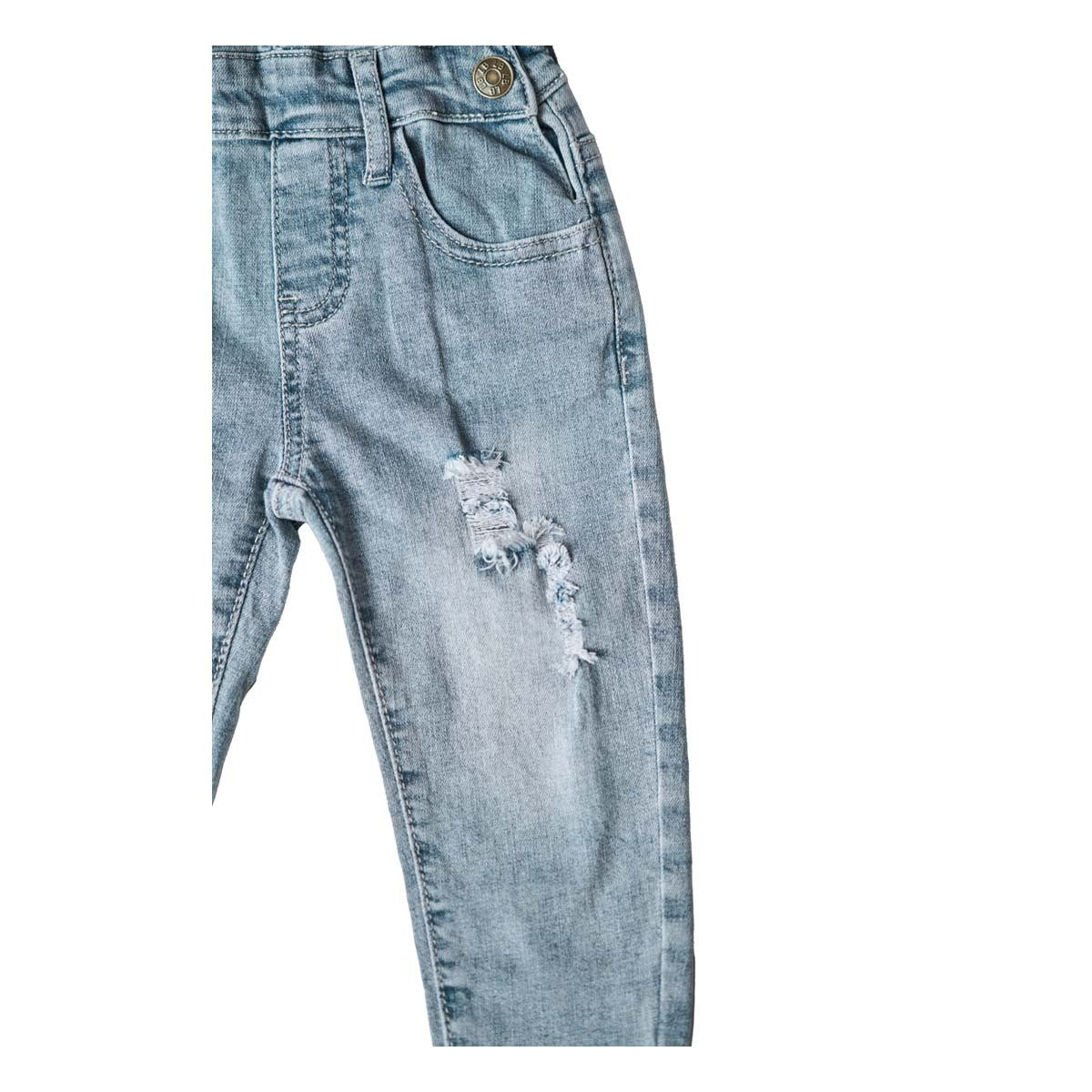 Distressed Denim Overall - Light Wash