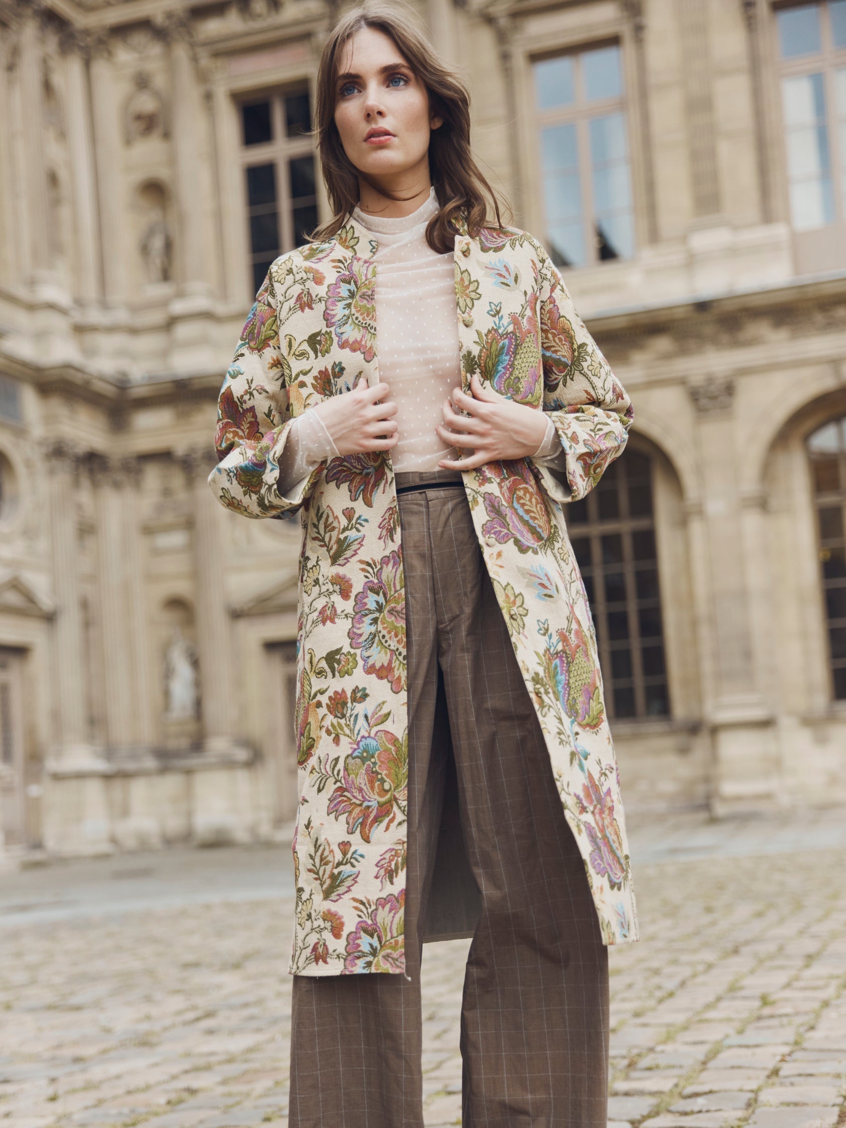 Janean Midi Jacket - Rainbow Floral Jacquard
