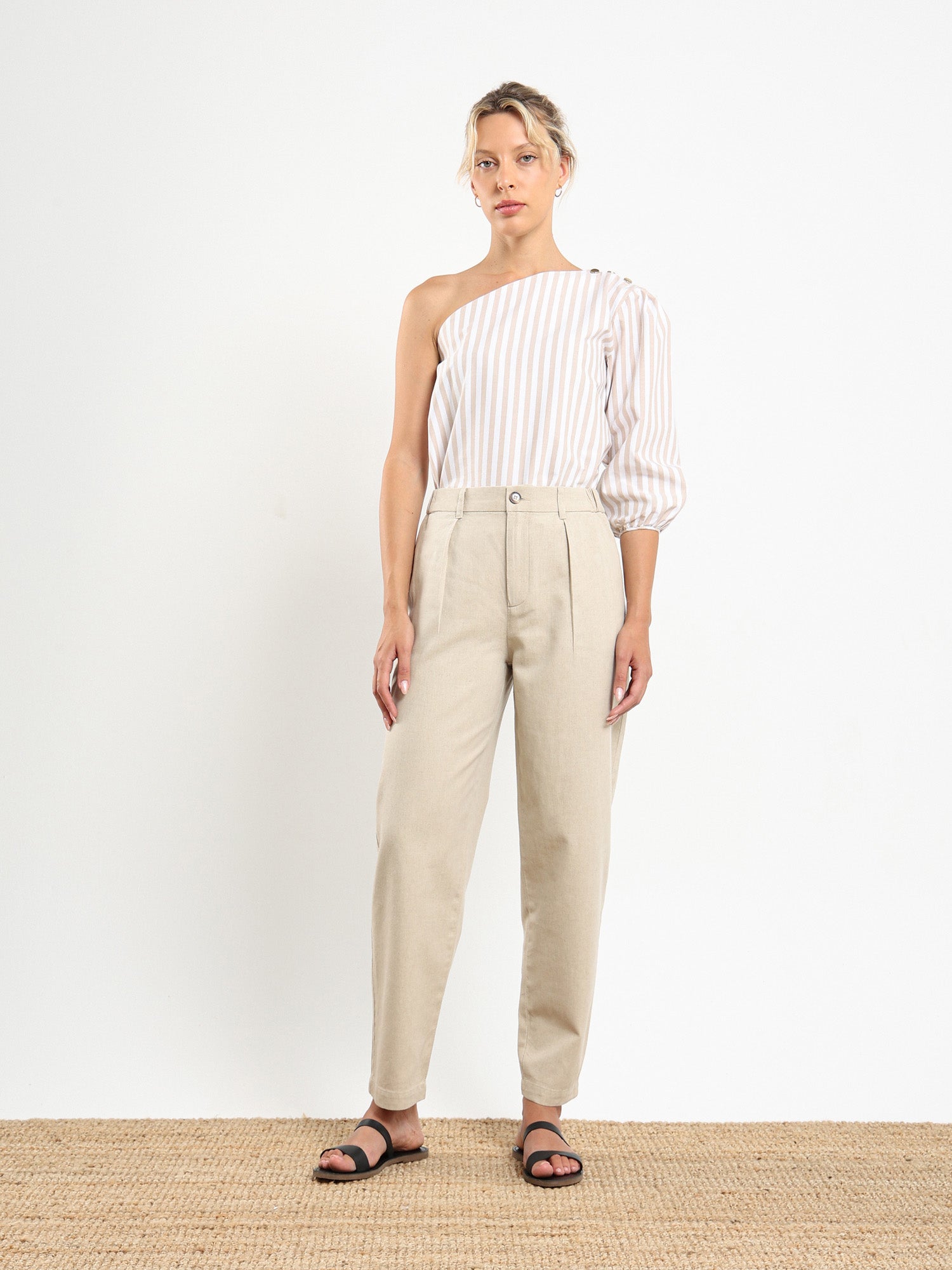 Sola Top - Beige Stripe