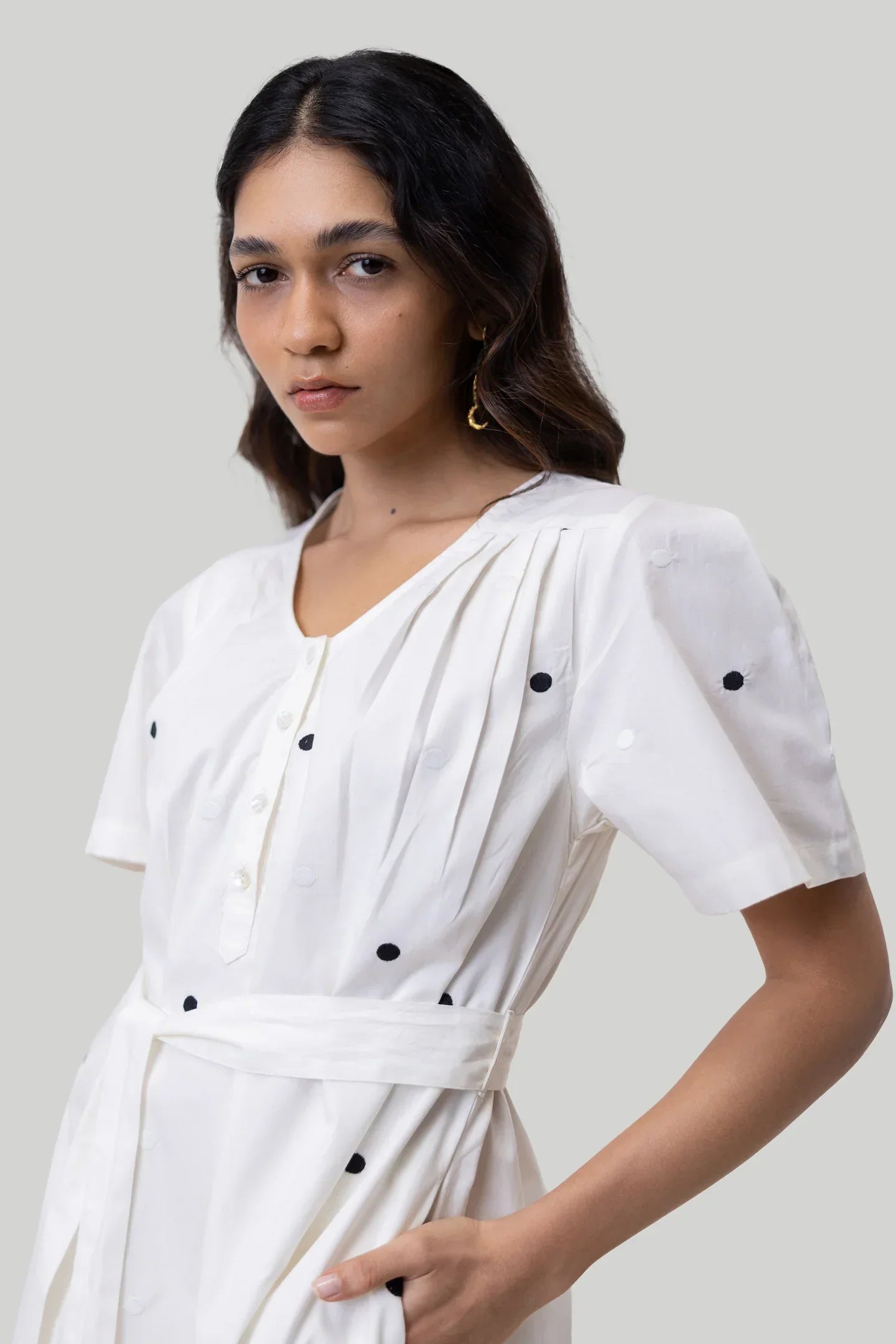 Pleated Tent Dress - Shell Off-White