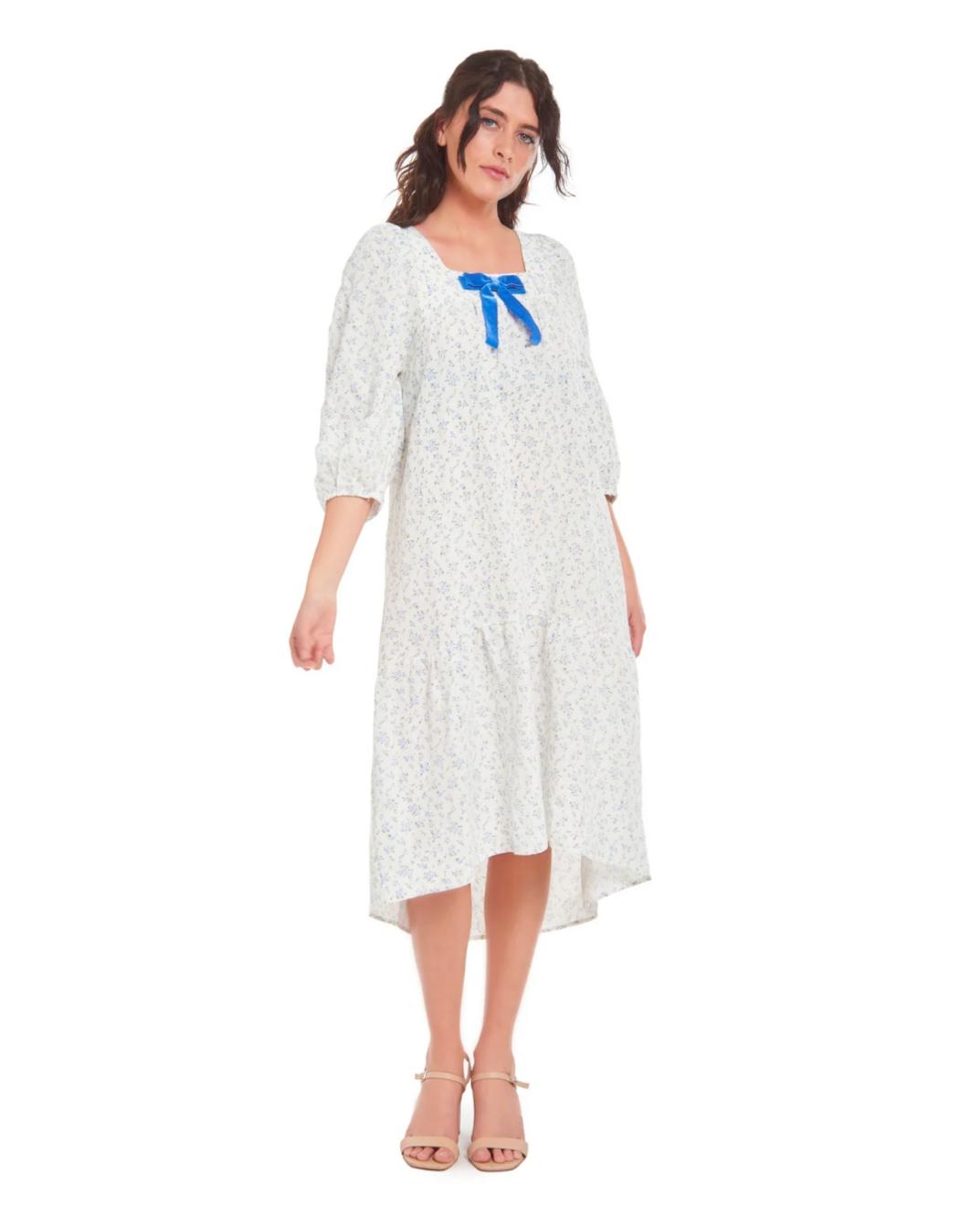 Cecilia Floral Dress - Royal Blue