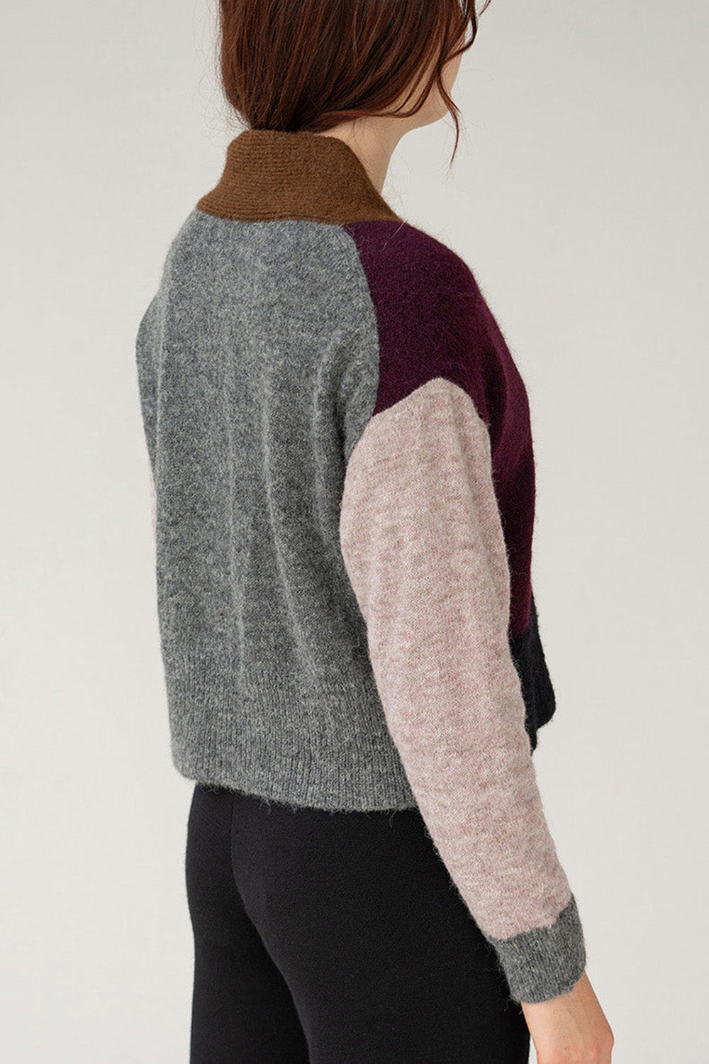Color Block Cardi - Aubergine Multi