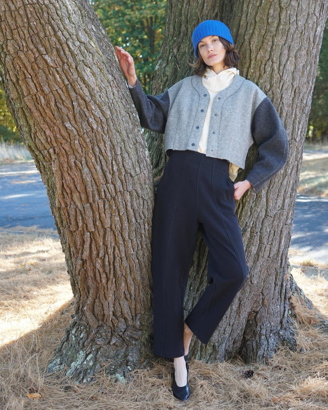 Double Face Wool Bomber - Heather/Charcoal