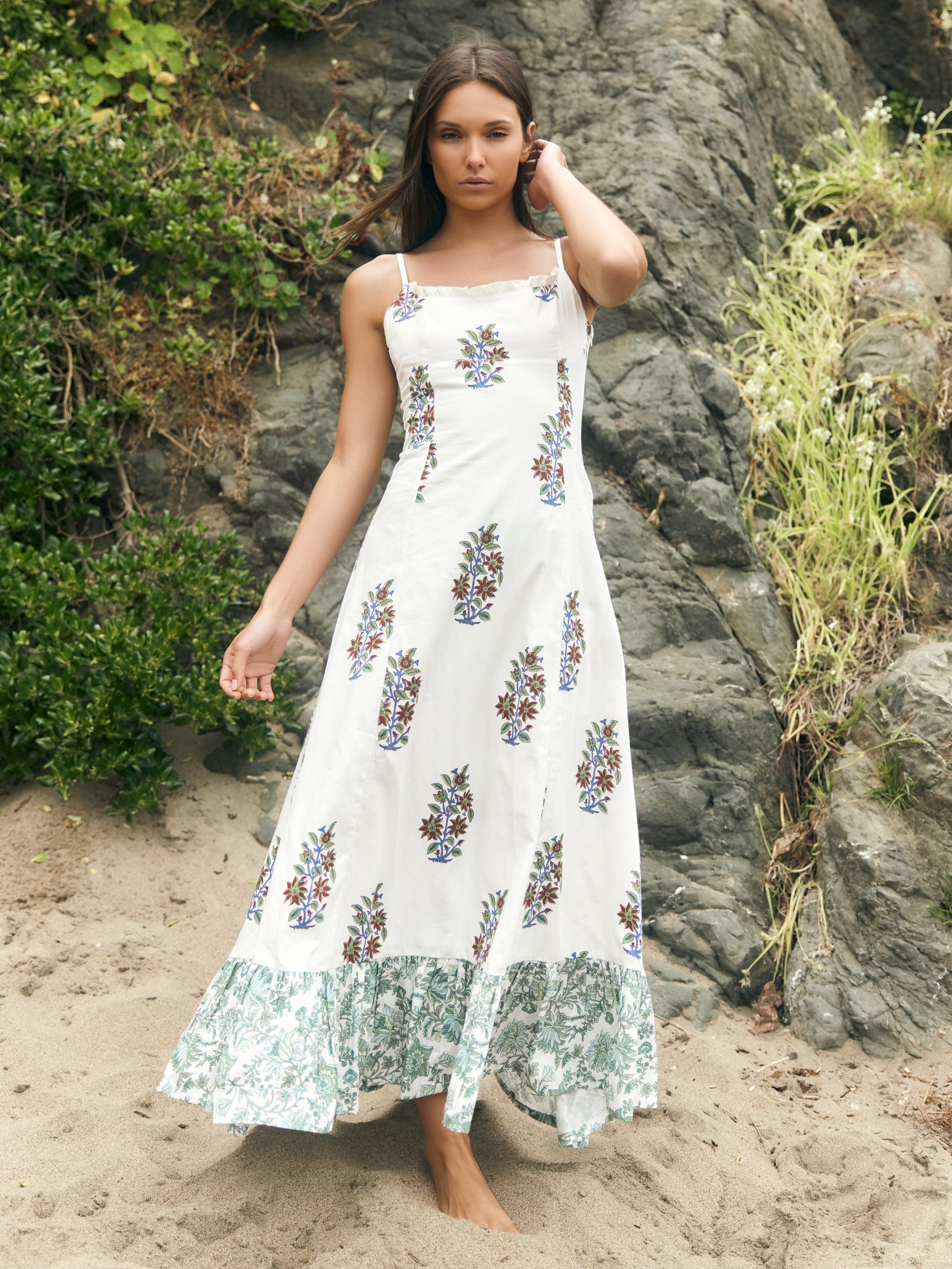 Octavia Dress - White with Bouquets