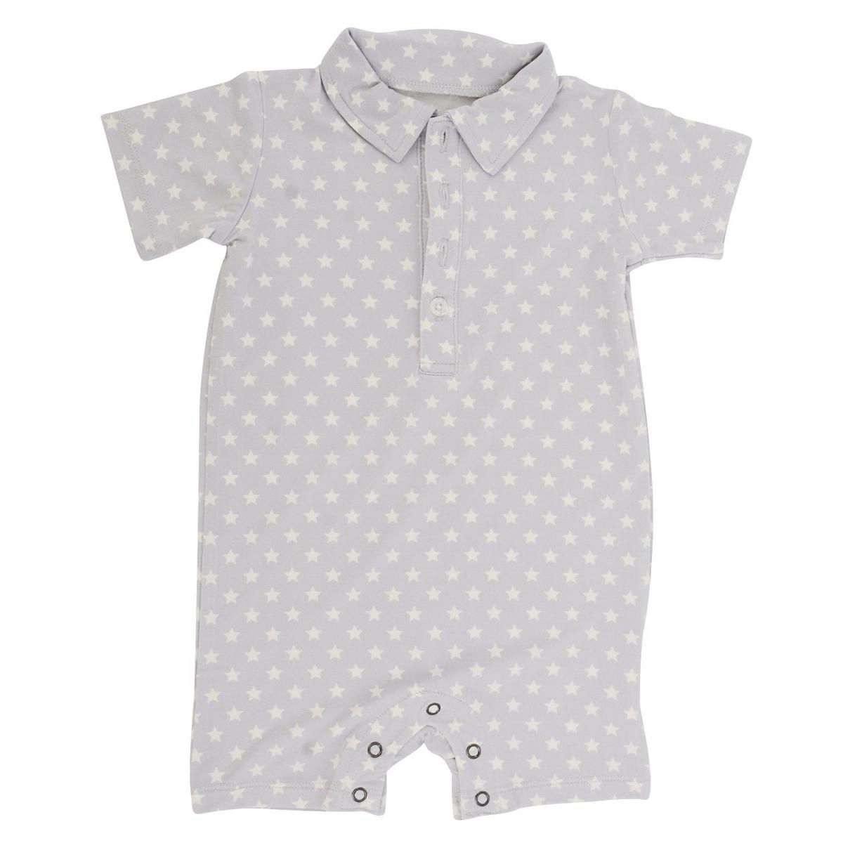 Polo Romper - Stars Grey