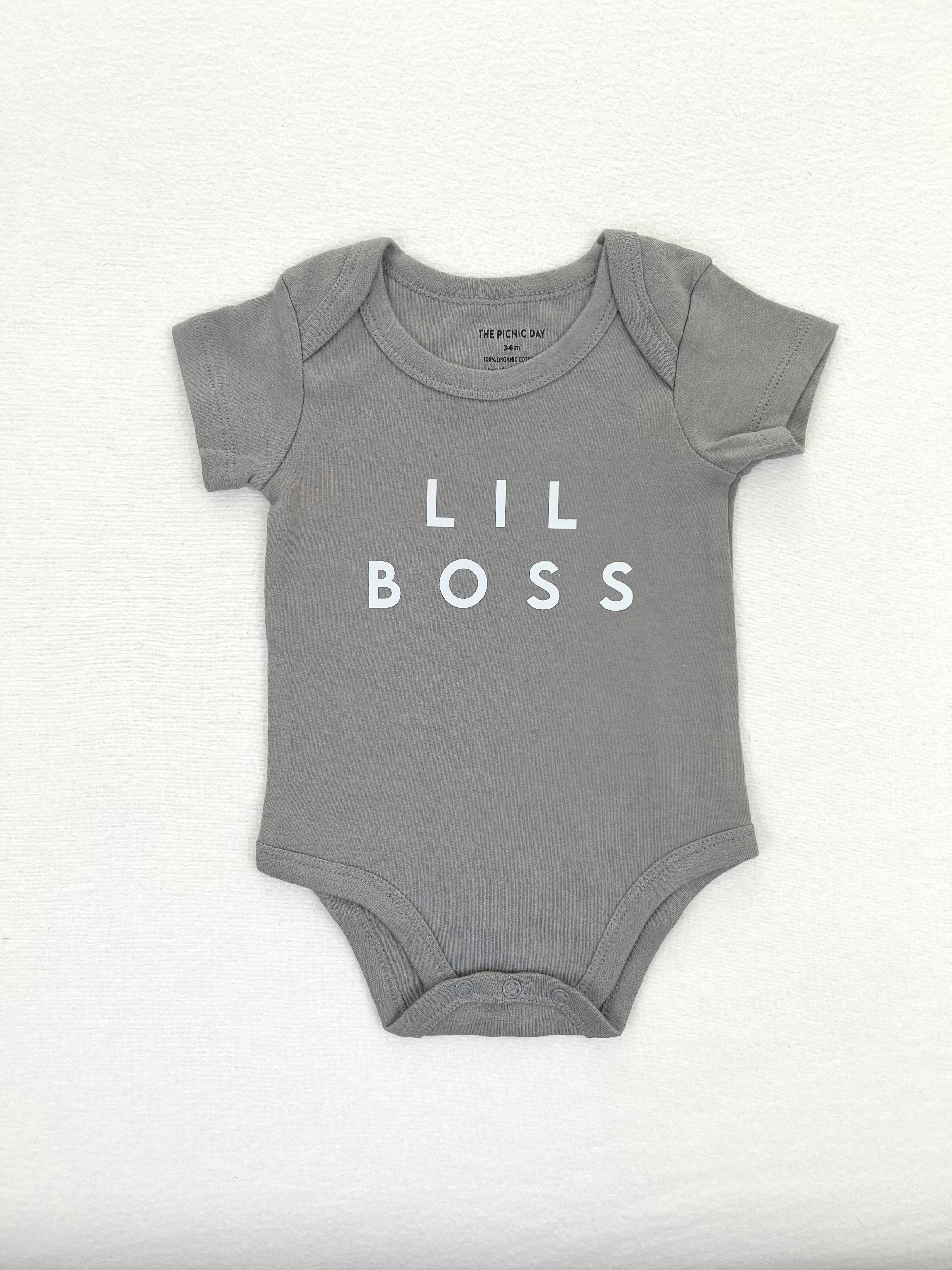 Lil Boss Organic Cotton Romper Ash Gray Baby One-Pieces The picnic day   