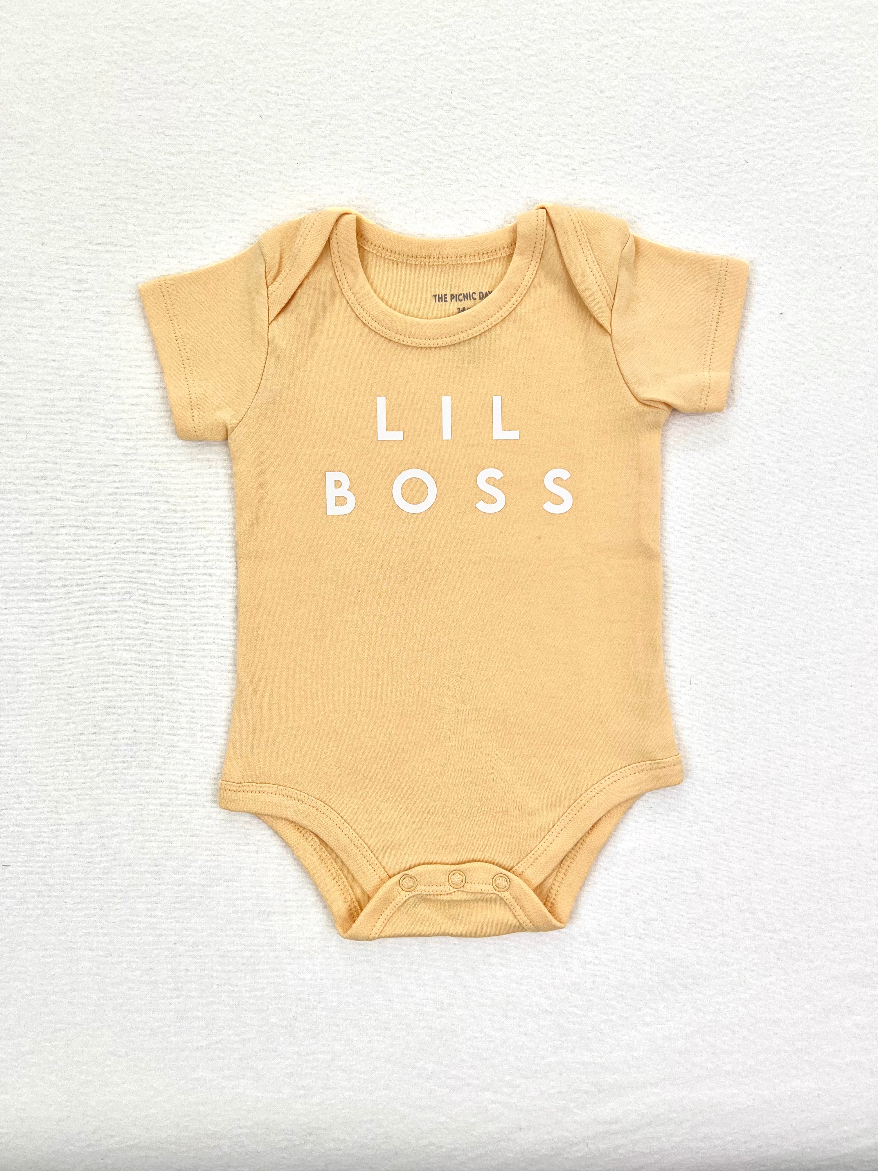 Lil Boss Organic Cotton Romper Lemon Yellow Baby One-Pieces The picnic day   