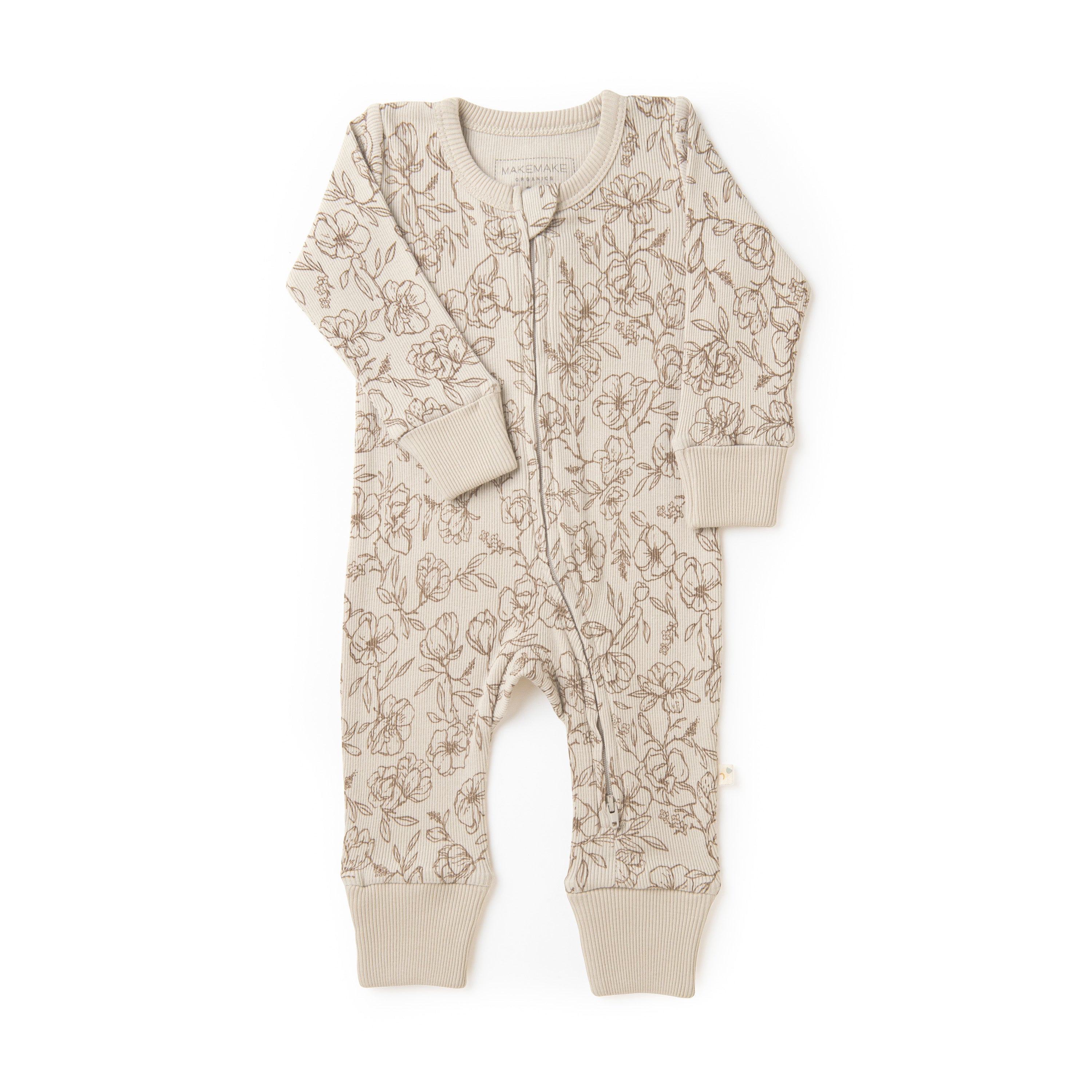 Organic Baby 2-Way Zip Romper - Vintage Bloom Zippered Romper Makemake Organics   