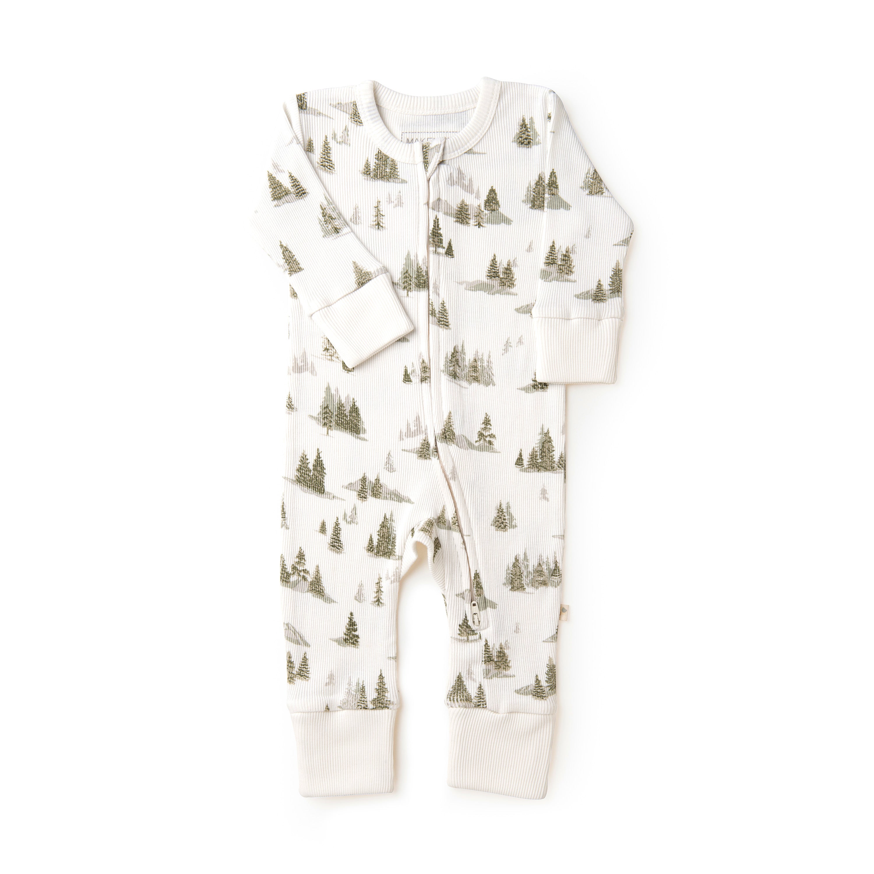 Organic Baby 2-Way Zip Romper - Frosted Fir Zippered Romper Makemake Organics   