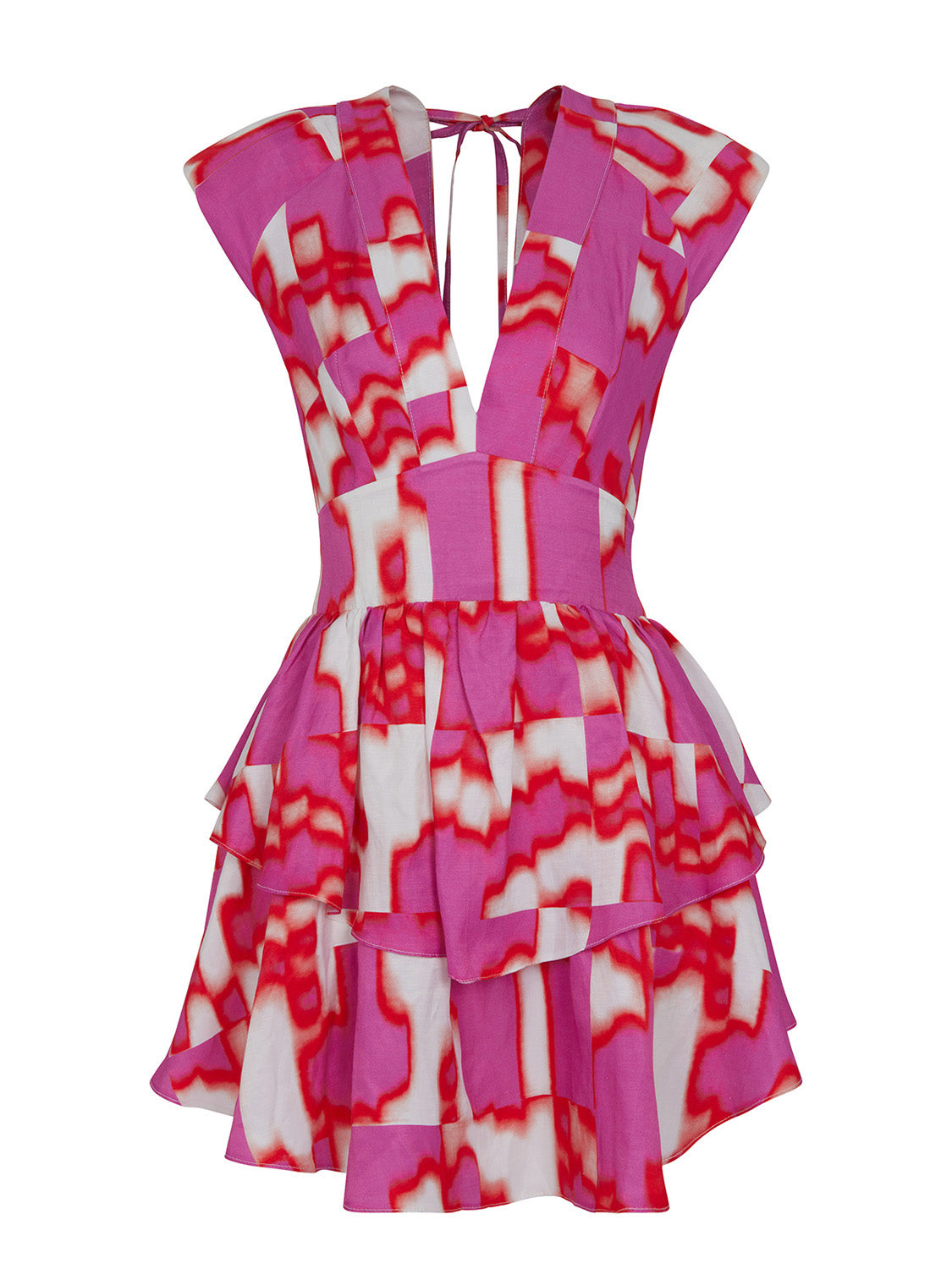 Flowy Printed Mini Dress - Multi-Colored