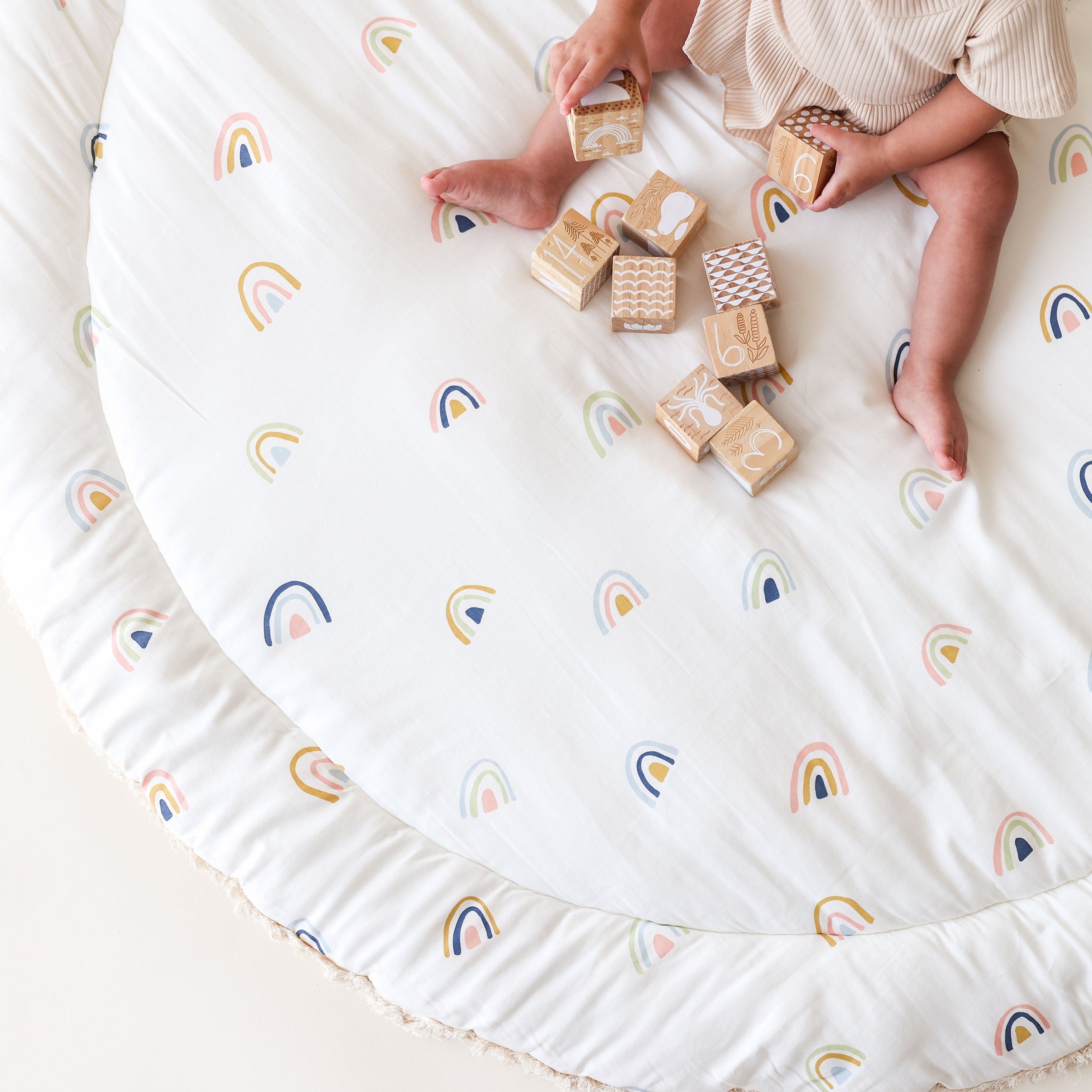 Organic Baby Play Mat - Rainbow and Ivory Play Mat Makemake Organics   