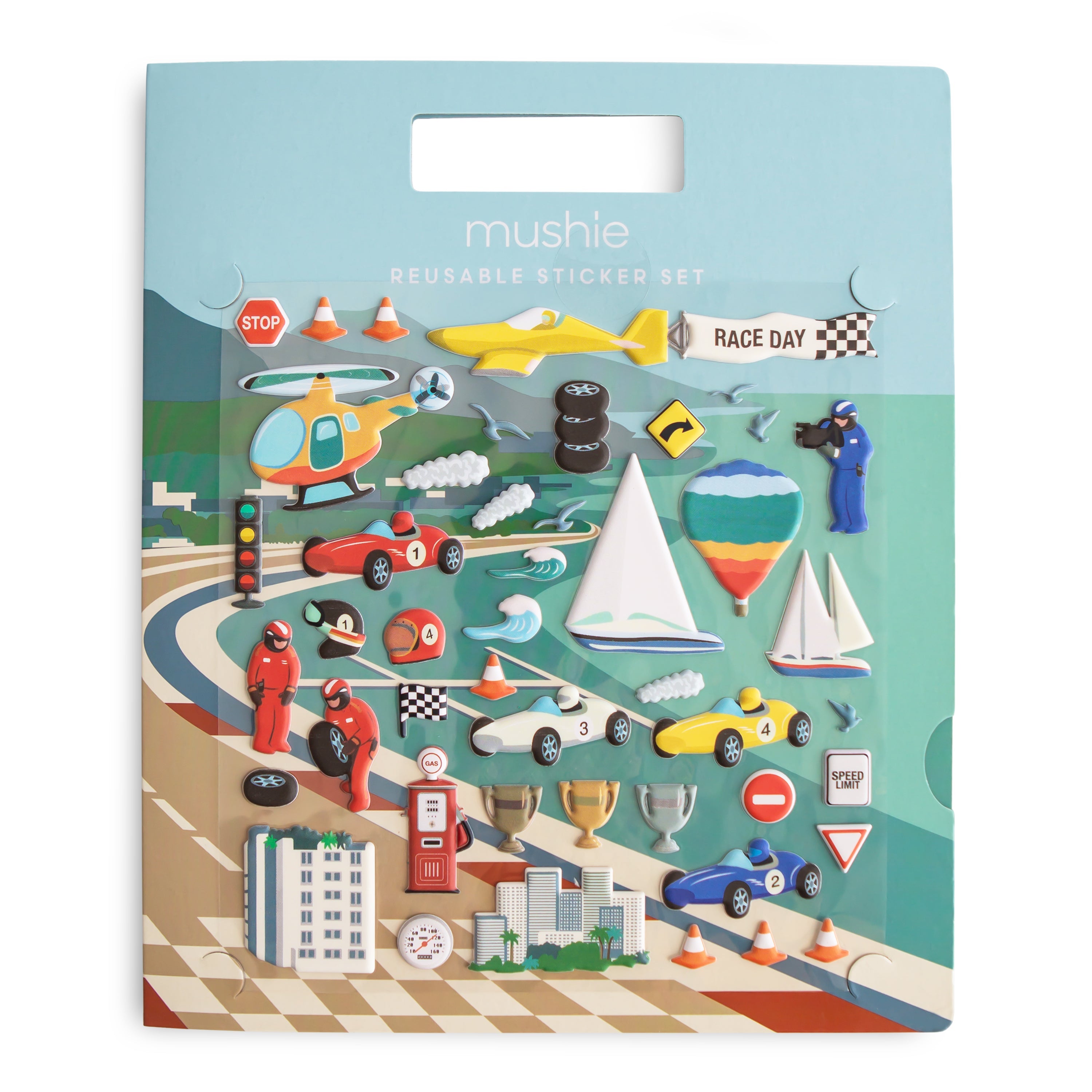 Reusable Sticker Set (Race Cars) Sticker Set Mushie   