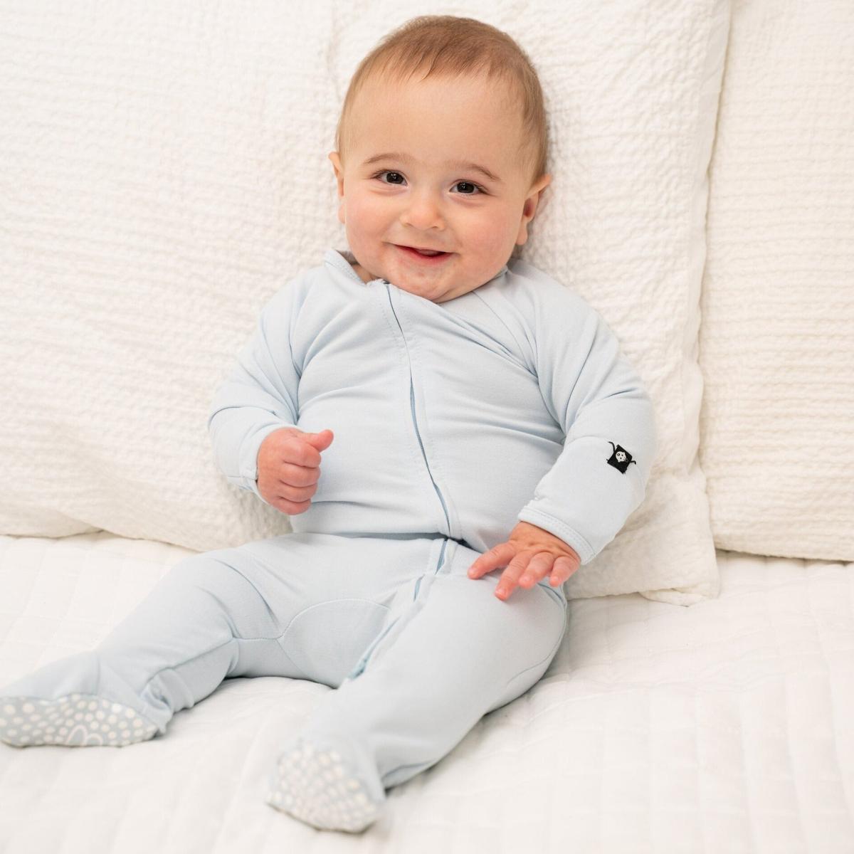 Zipper Footie - Baby Blue