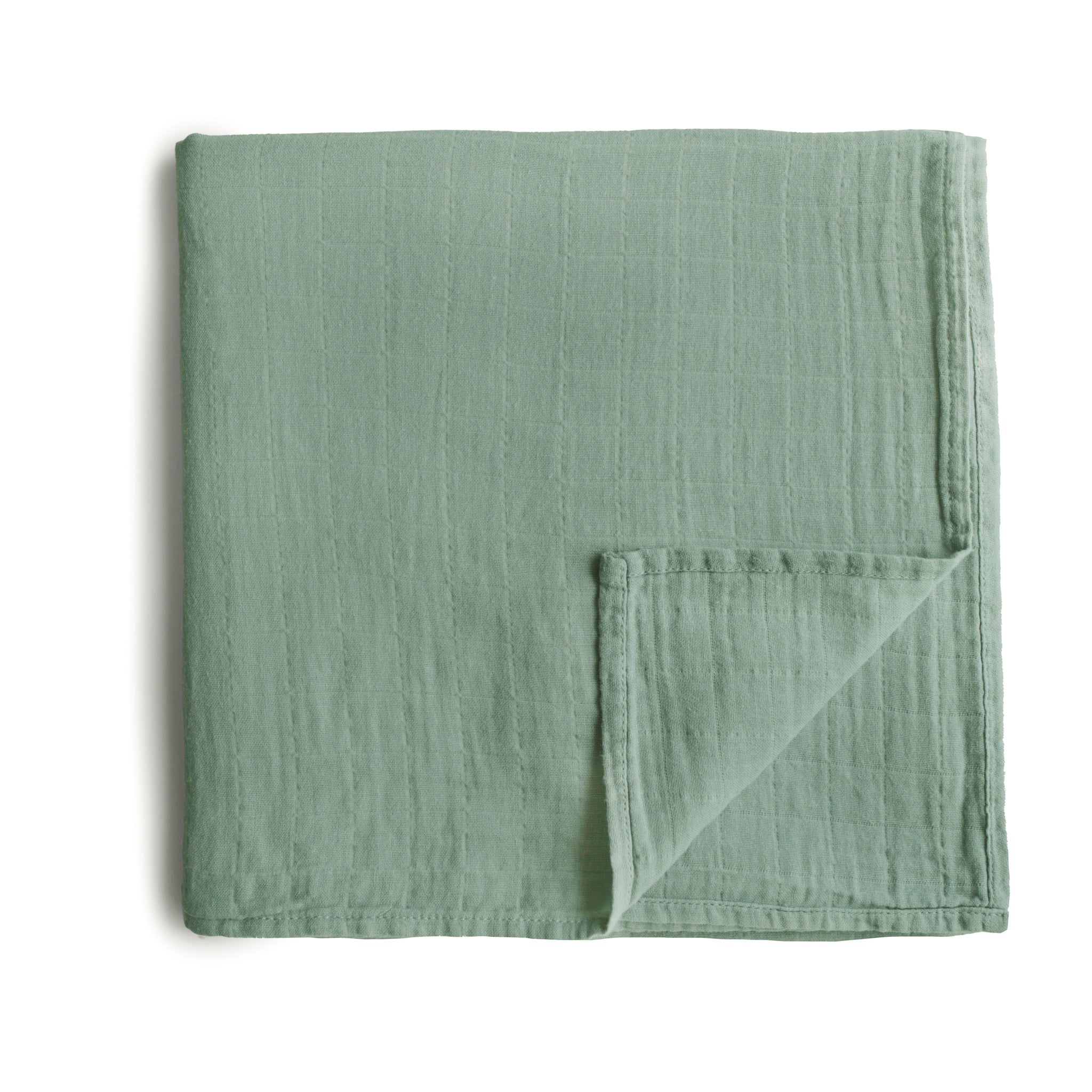 Organic Cotton Muslin Swaddle Blanket Swaddle Mushie Roman Green  