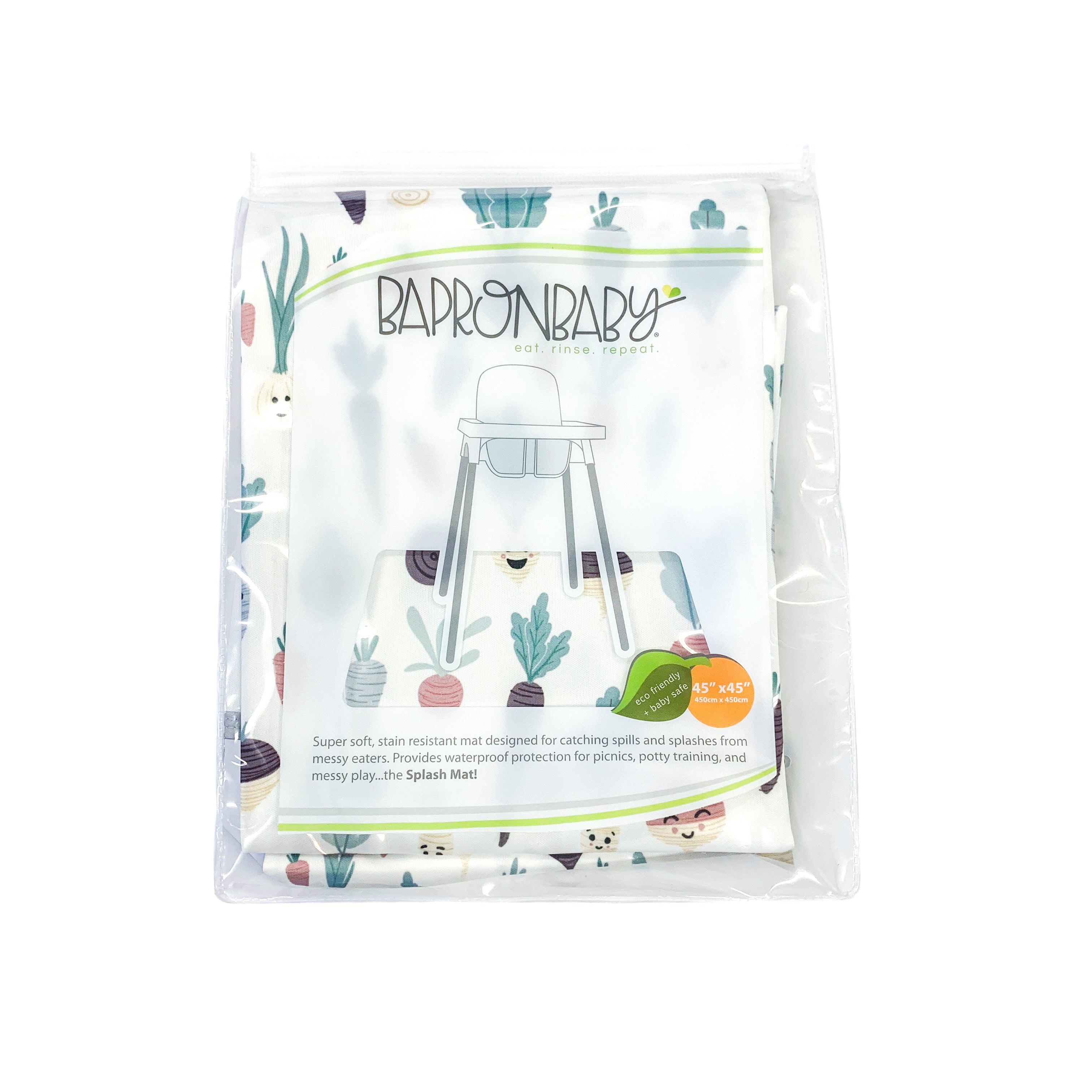 Root Veggies Splash Mat - A Waterproof Catch-All for Highchair Spills and More!  BapronBaby   