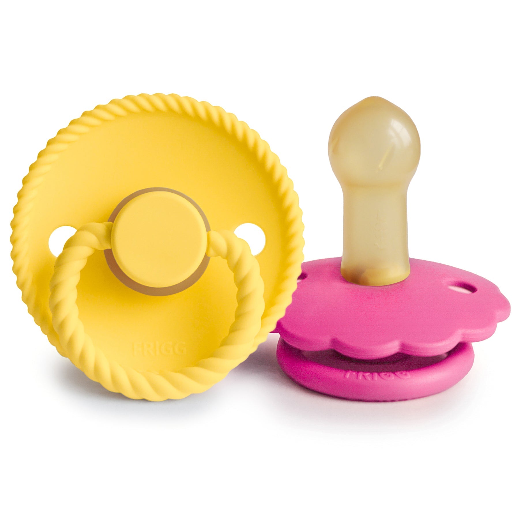 FRIGG Rope/Daisy Natural Rubber Pacifier (Sunflower/Fuchsia) 2-Pack (6-18 Months) FRIGG PACIFIERS Mushie   