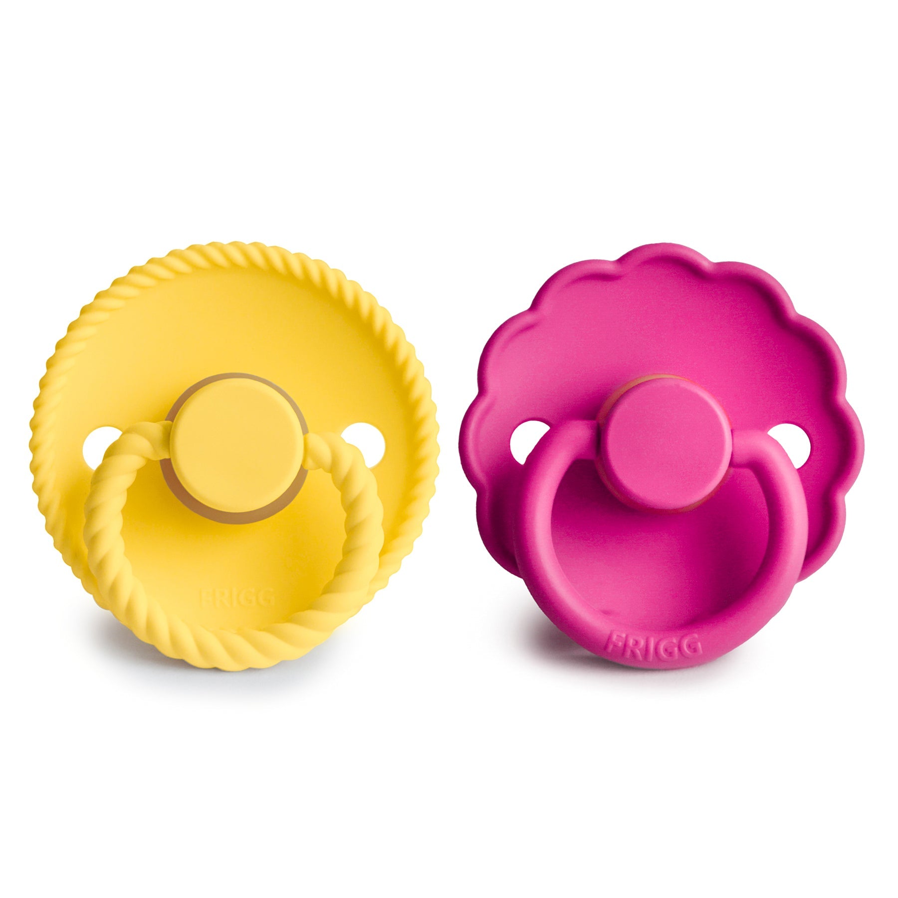 FRIGG Rope/Daisy Natural Rubber Pacifier (Sunflower/Fuchsia) 2-Pack (6-18 Months) FRIGG PACIFIERS Mushie   