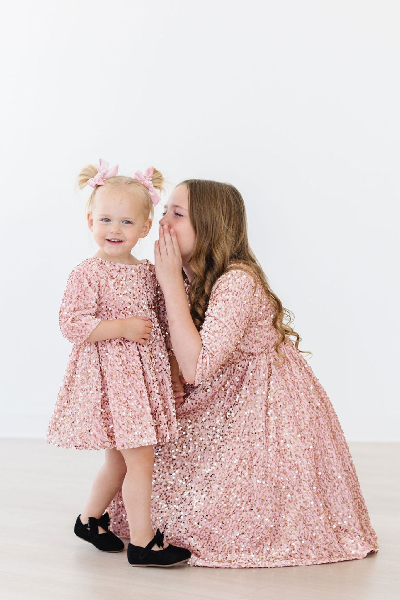Girls' Rose Gold Velvet Sequin Dress Size: 3T Toddler By Mila & Rose