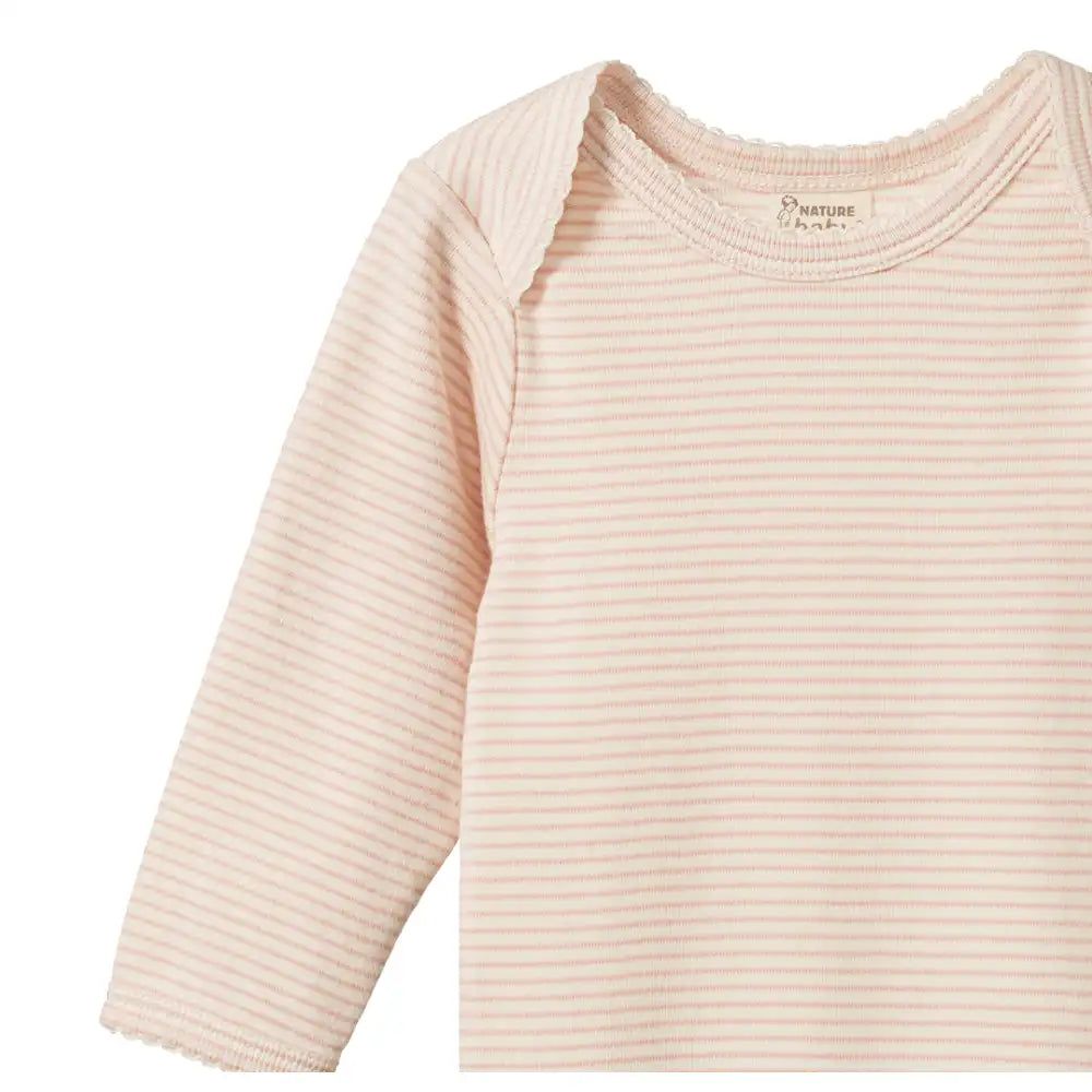 Long Sleeve Bodysuit - Rose Dust Pinstripe