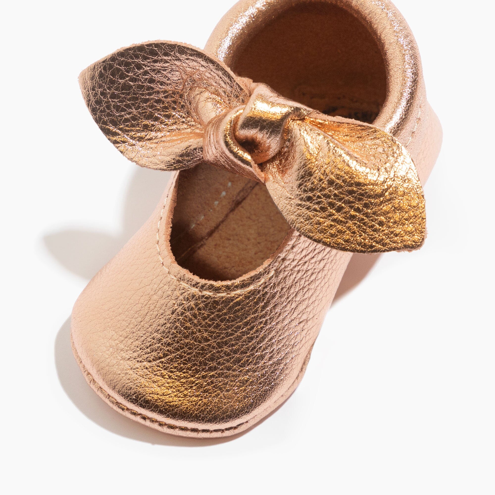 Rose Gold Knotted Bow Baby Shoe