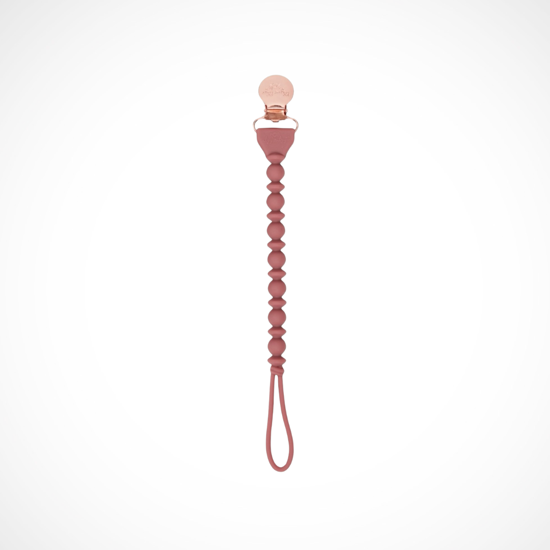 Rosewood Silicone One-Piece Pacifier Clip