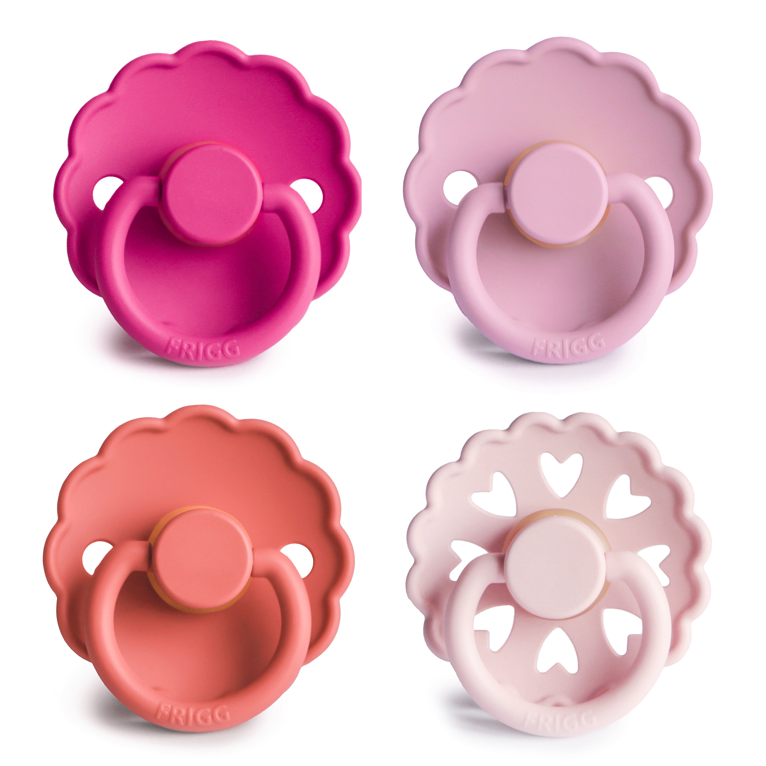 FRIGG Natural Rubber Rosy Romance Pacifier 4-Pack FRIGG PACIFIERS Mushie 0-6 Months  