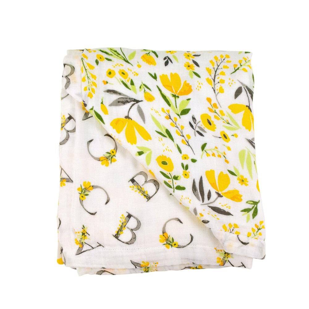 Royal Garden + Floral Alphabet Oh So Soft Snuggle Blanket Snuggle Blanket Bebe au Lait   