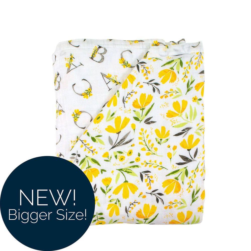 Royal Garden + Floral Alphabet Oh So Soft Muslin Super Snuggle Blanket Super Snuggle Blanket Bebe au Lait   