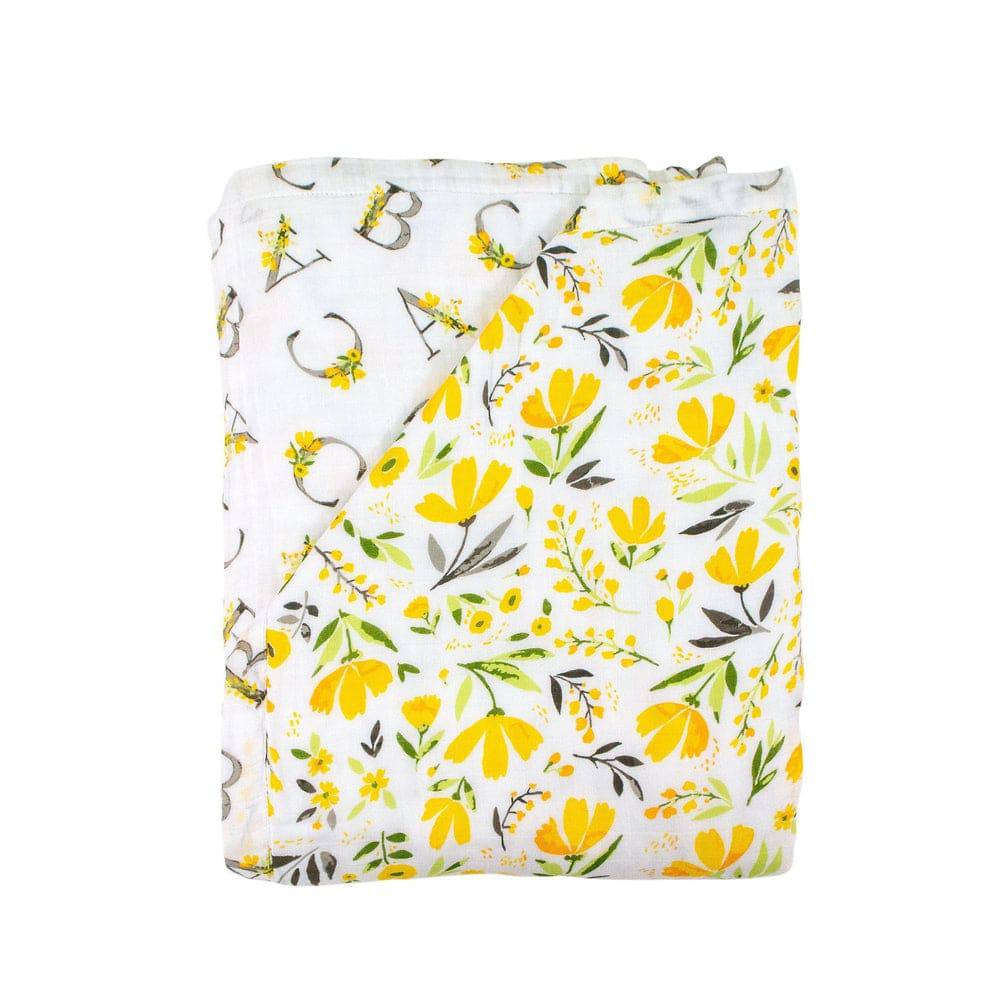 Royal Garden + Floral Alphabet Oh So Soft Muslin Super Snuggle Blanket Super Snuggle Blanket Bebe au Lait   