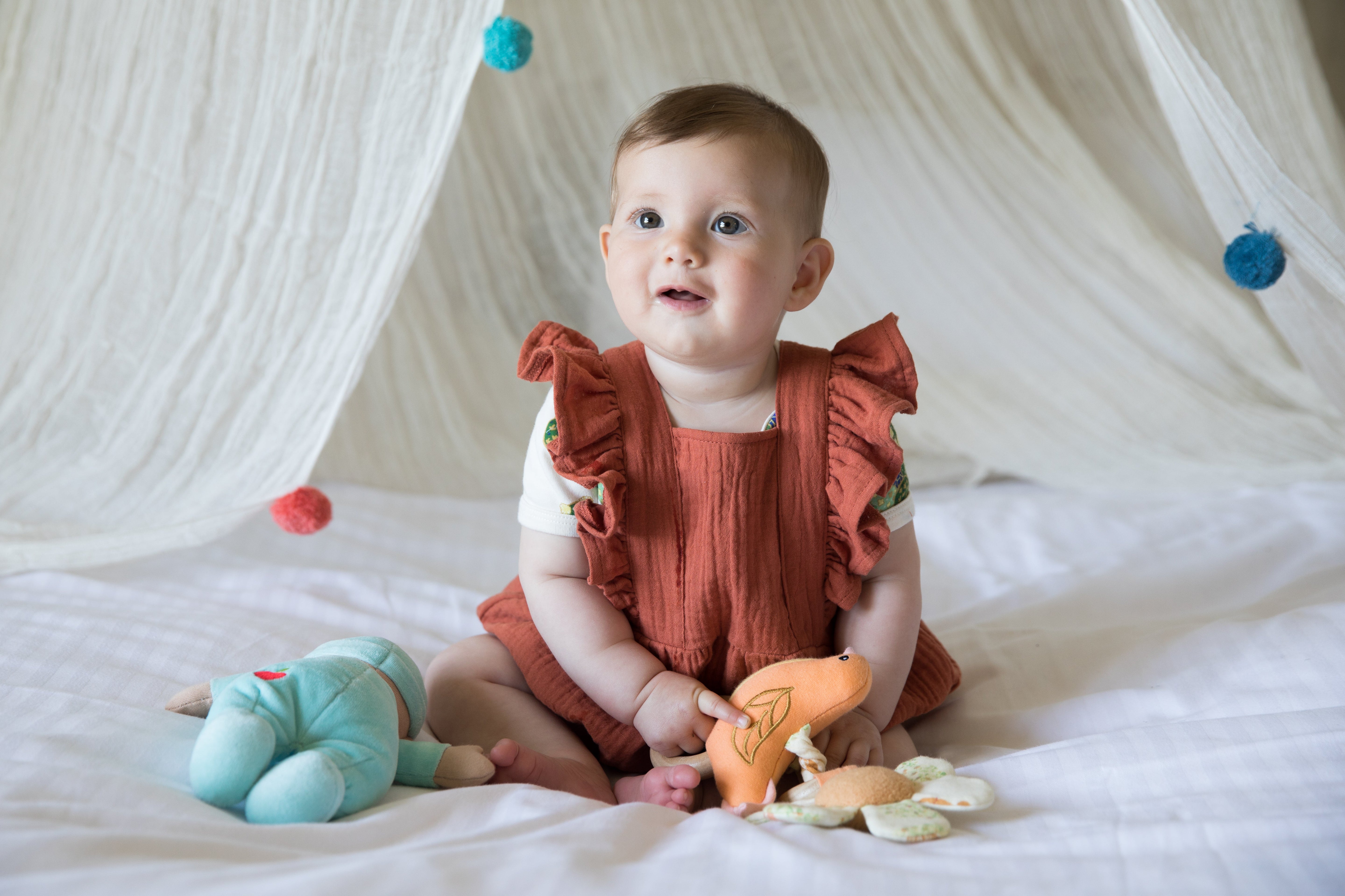 Muslin Flutter Sleeve Romper - Rust